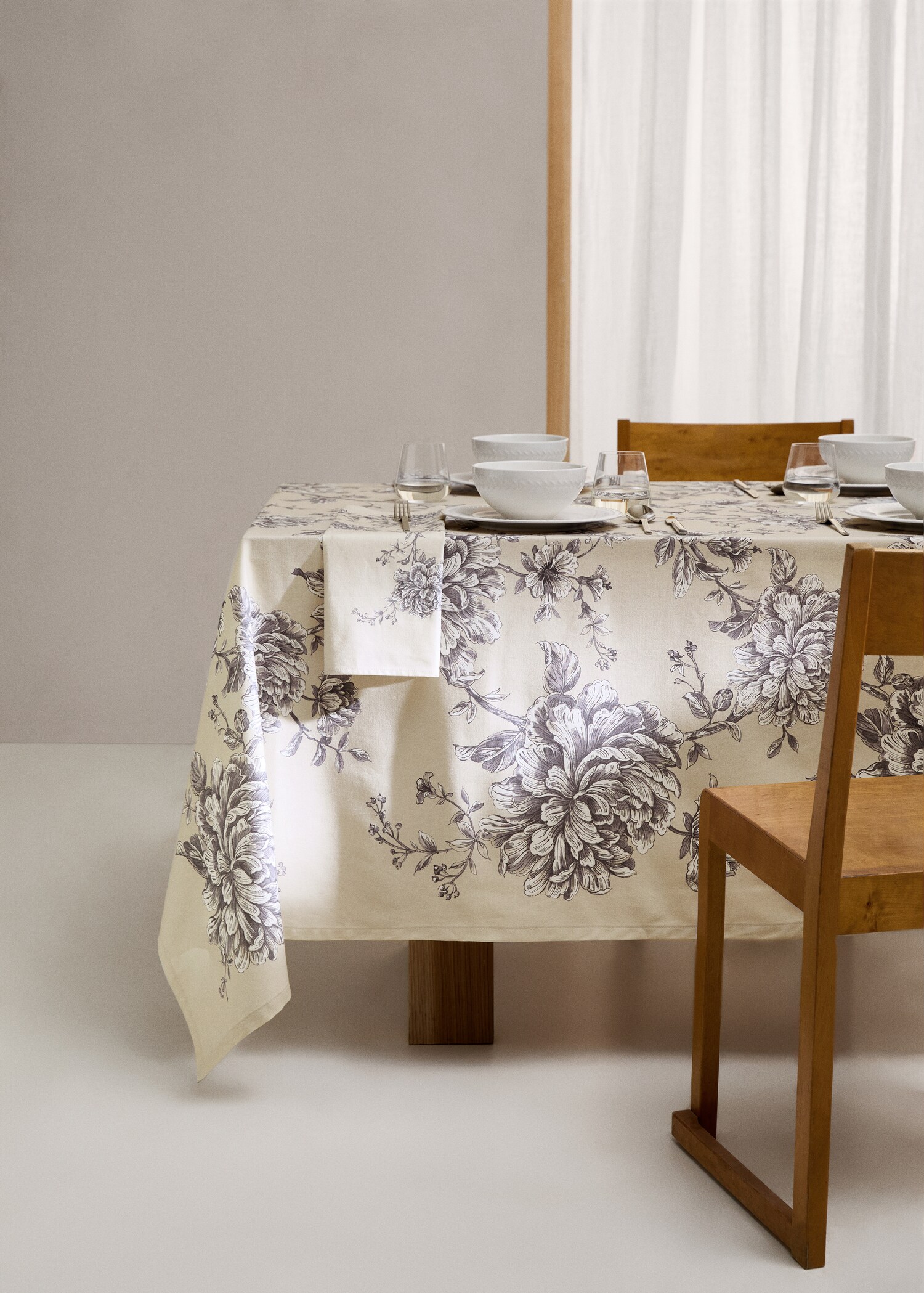 Baumwoll-Tischdecke mit floralem Design 150 x 150 cm - Allgemeine Ansicht