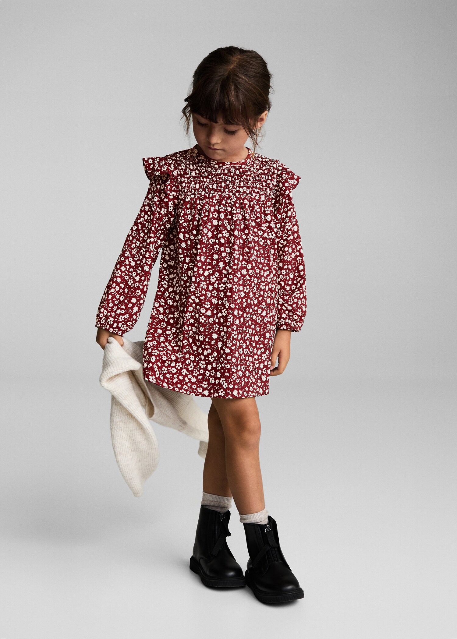 Ruffled floral print dress - General plane