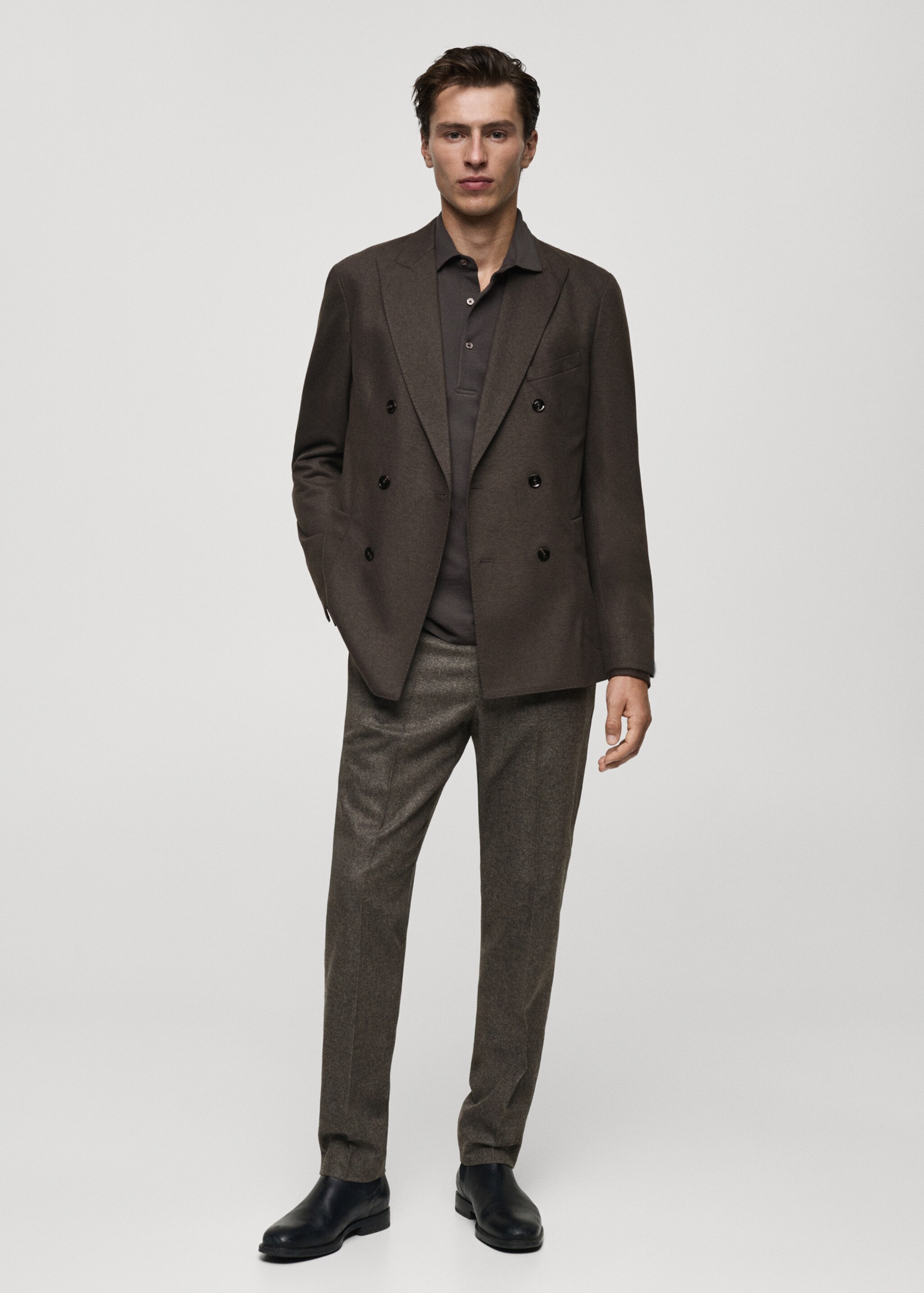 Veste croisée flanelle laine vierge - Plan général