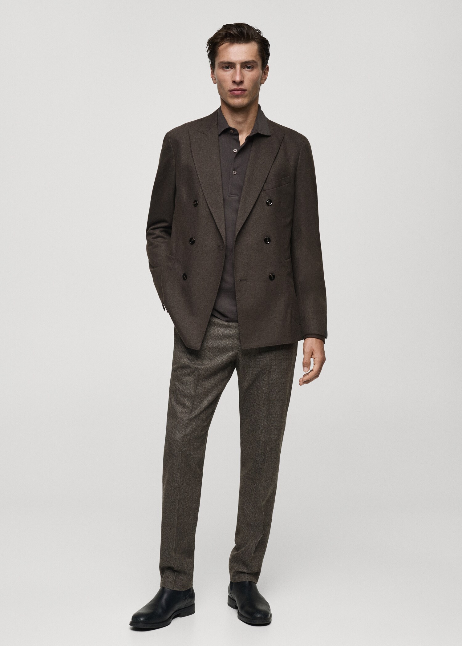 Veste croisée flanelle laine vierge - Plan général