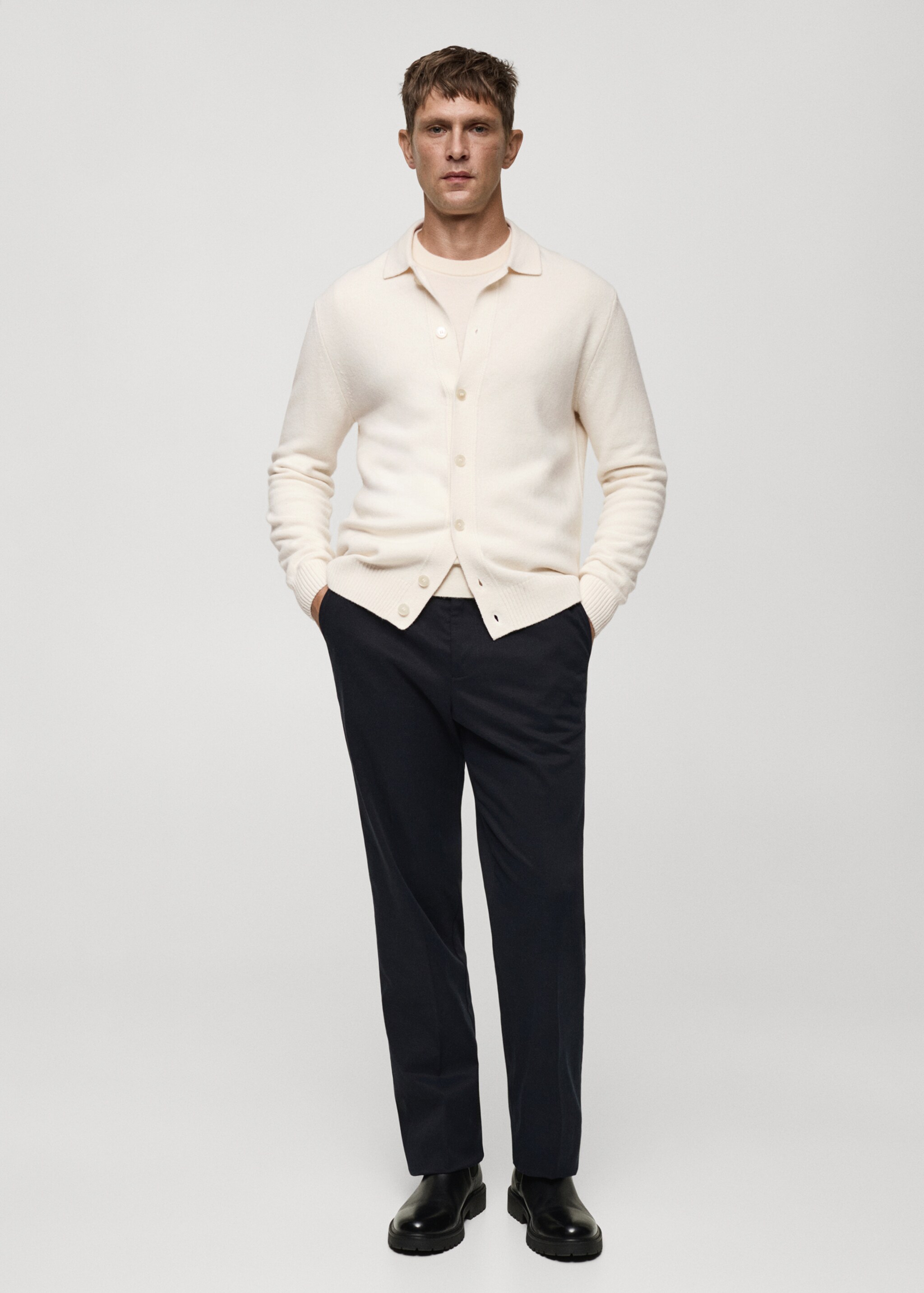 Rib-knit wool cardigan - General plane