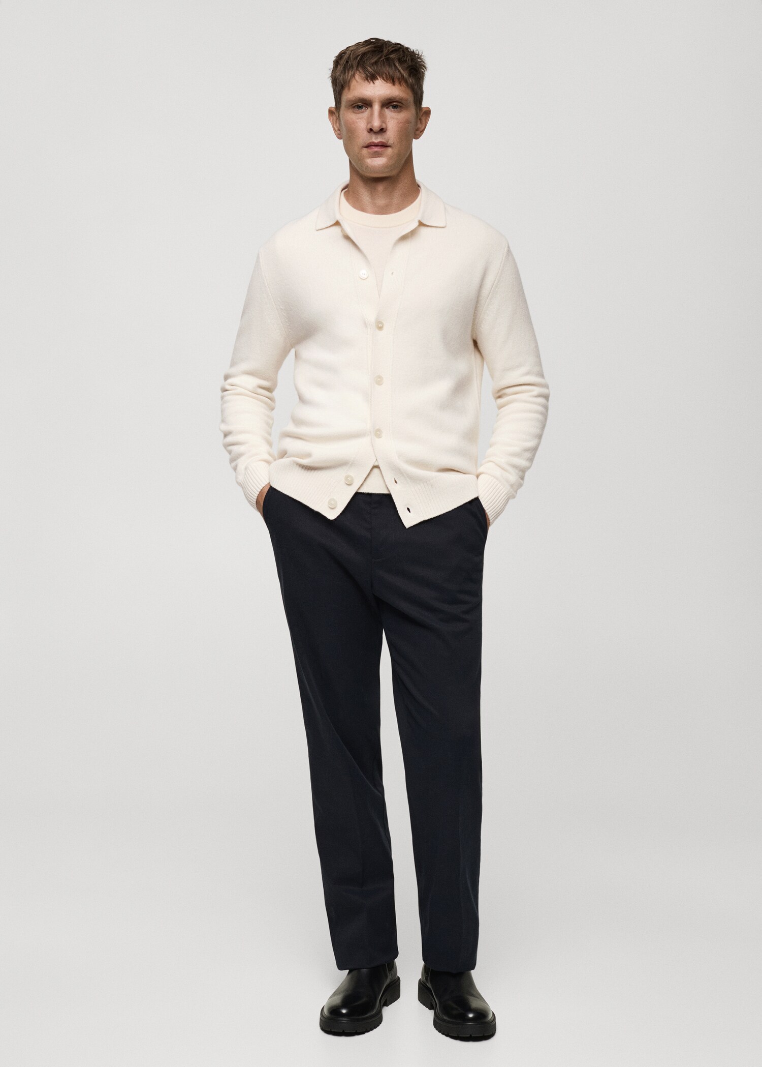 Rib-knit wool cardigan - General plane