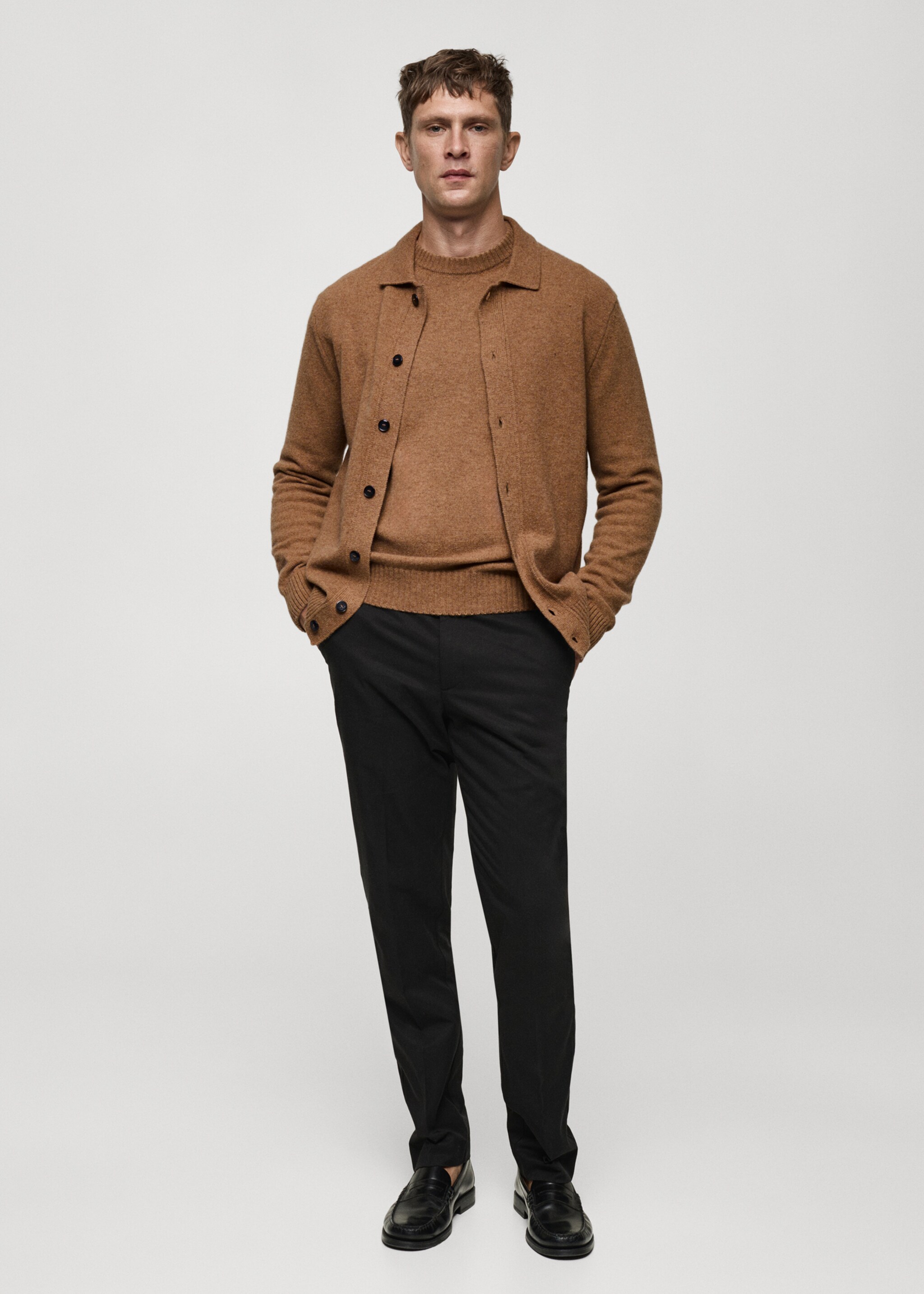 Rib-knit wool cardigan - General plane