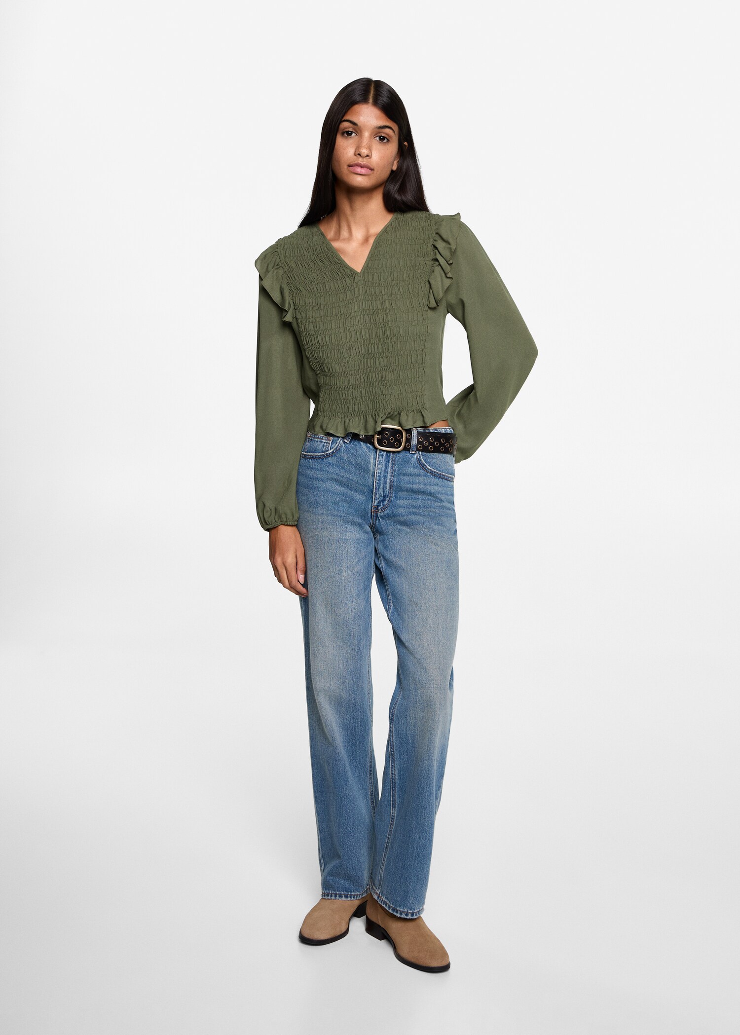 Ruched blouse with ruffles - General plane