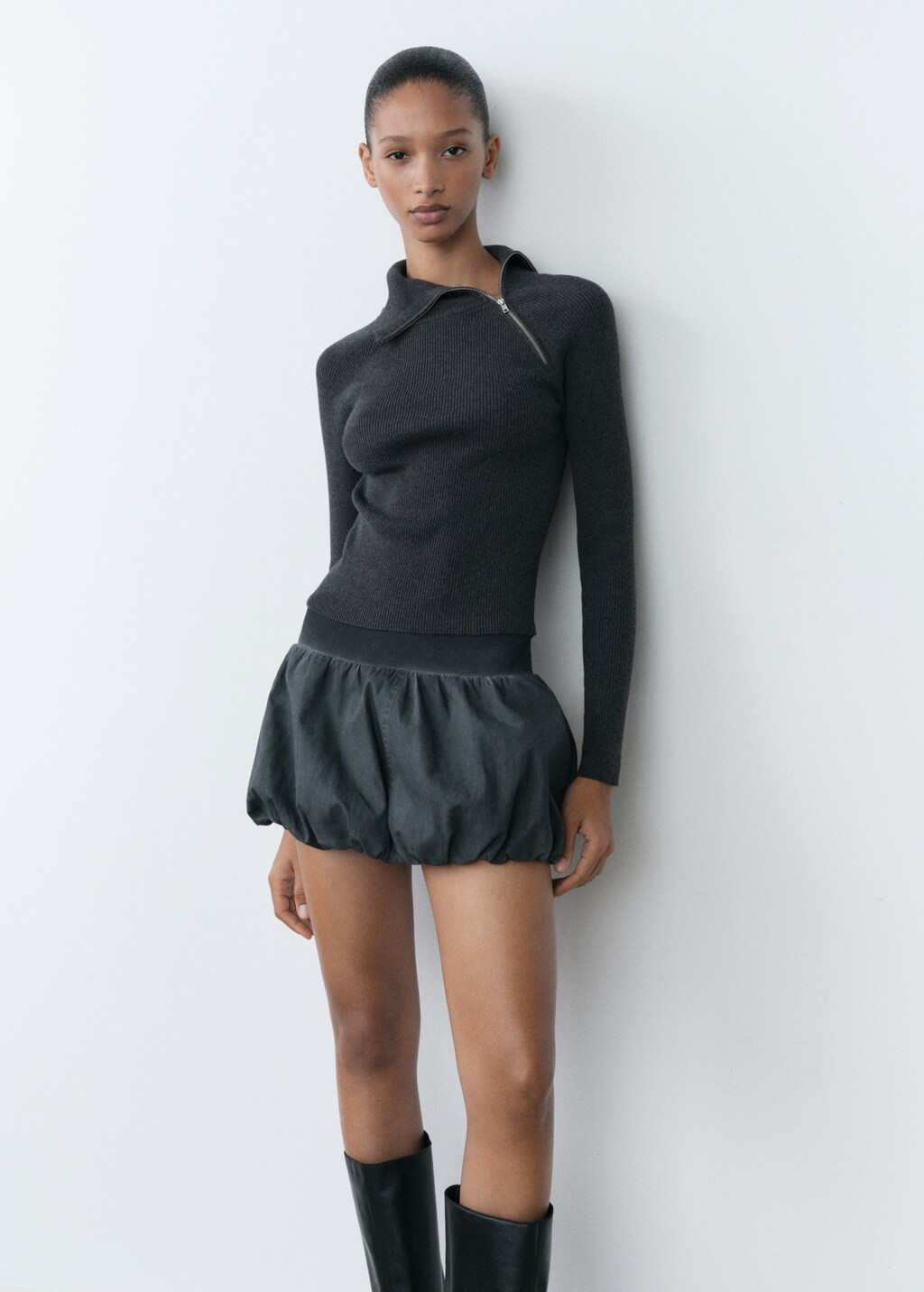 Washed effect balloon mini skirt Women MANGO Pakistan