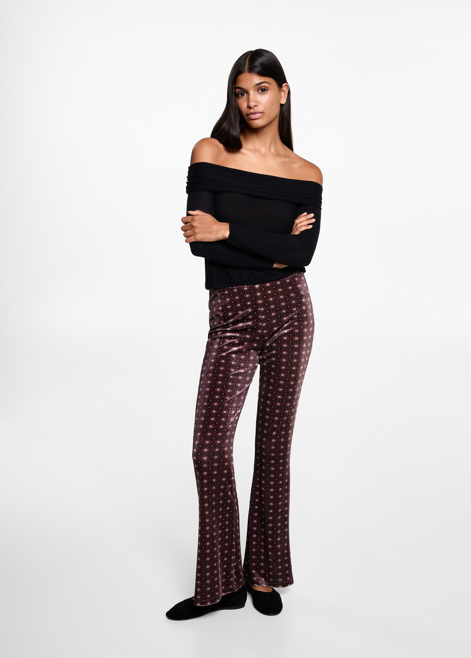 Flared leggings with velvet print - General plane