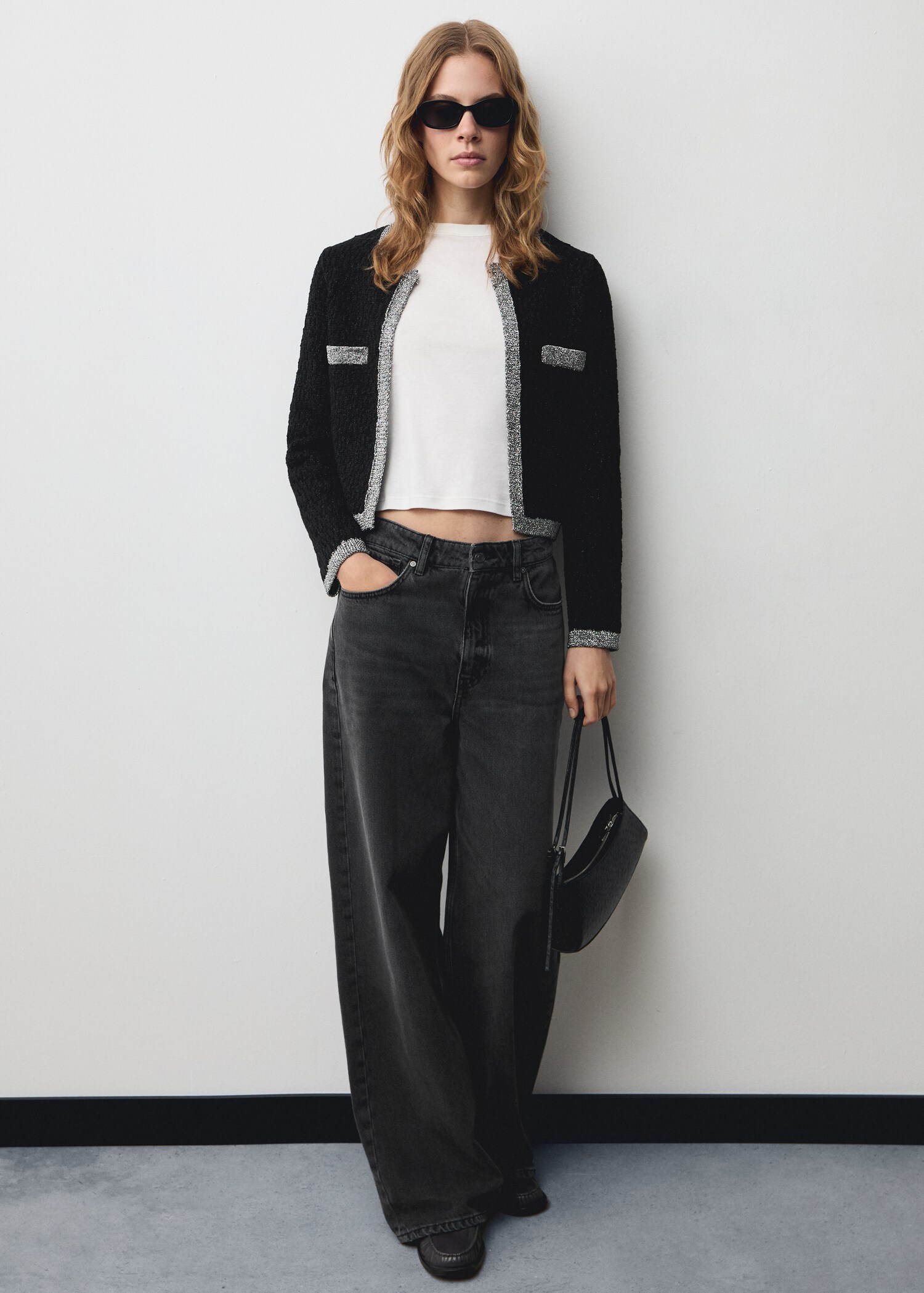 Knitted jacket with lurex detail - General plane
