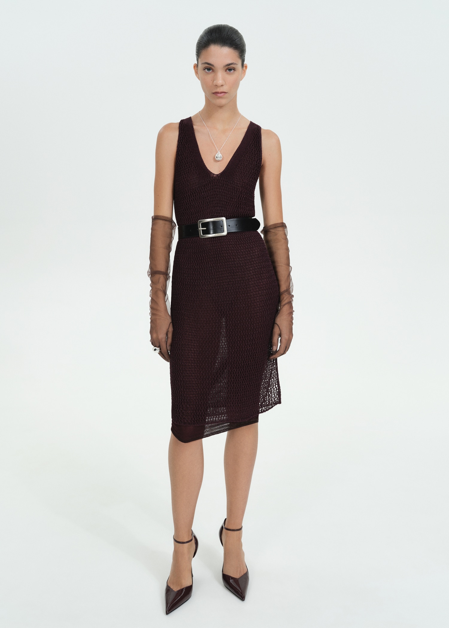 Lurex openwork knit dress - General plane