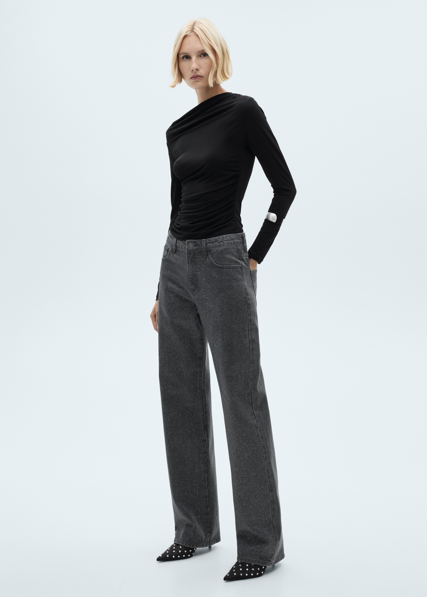 Pantalón Gris Outfit Pantalon Negro Brilloso Outfit Pantalón