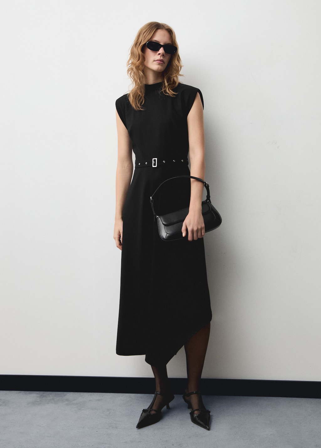 Asymmetrical dress with belt - image 2