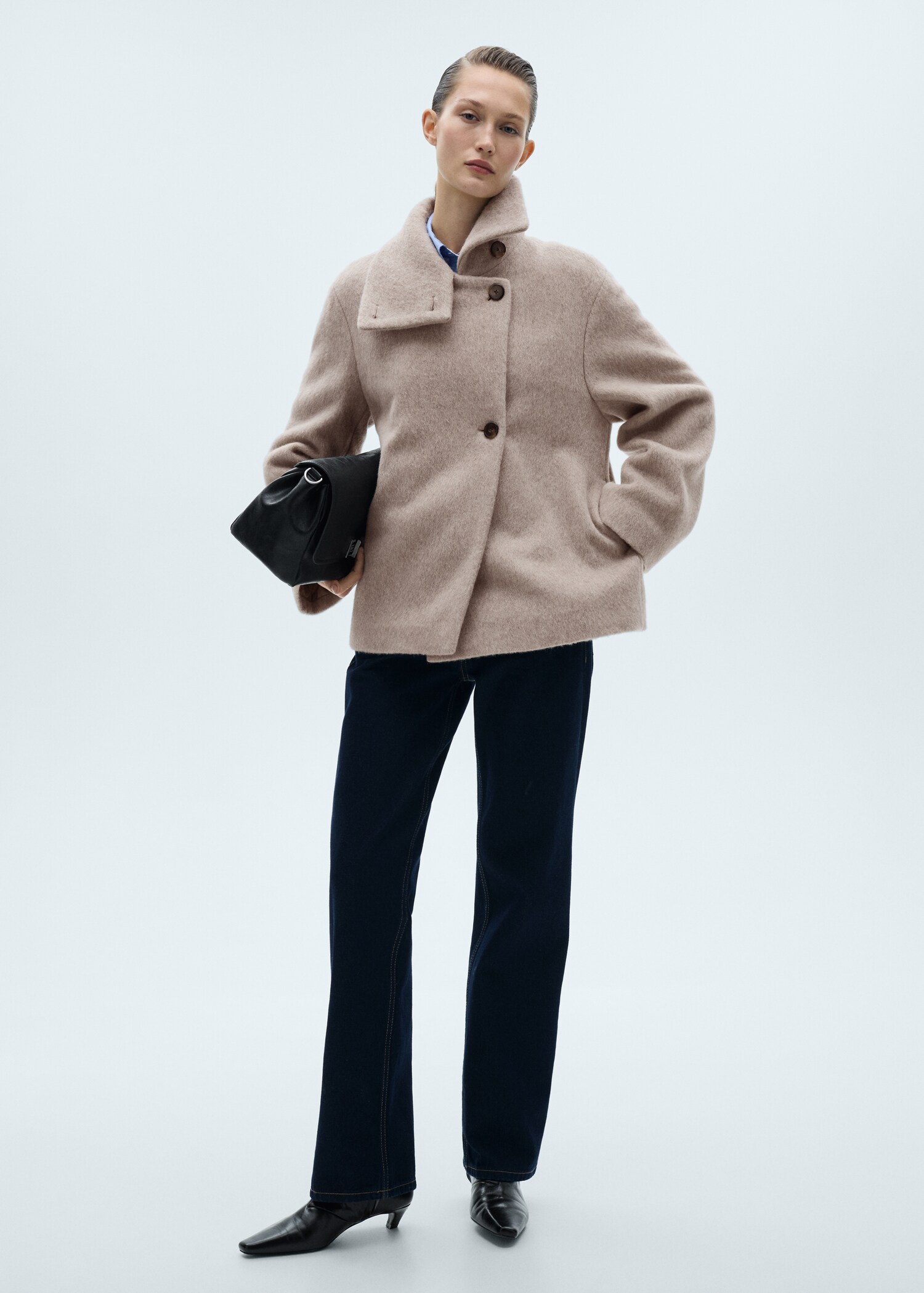 Turtleneck wool coat - Women | MANGO USA