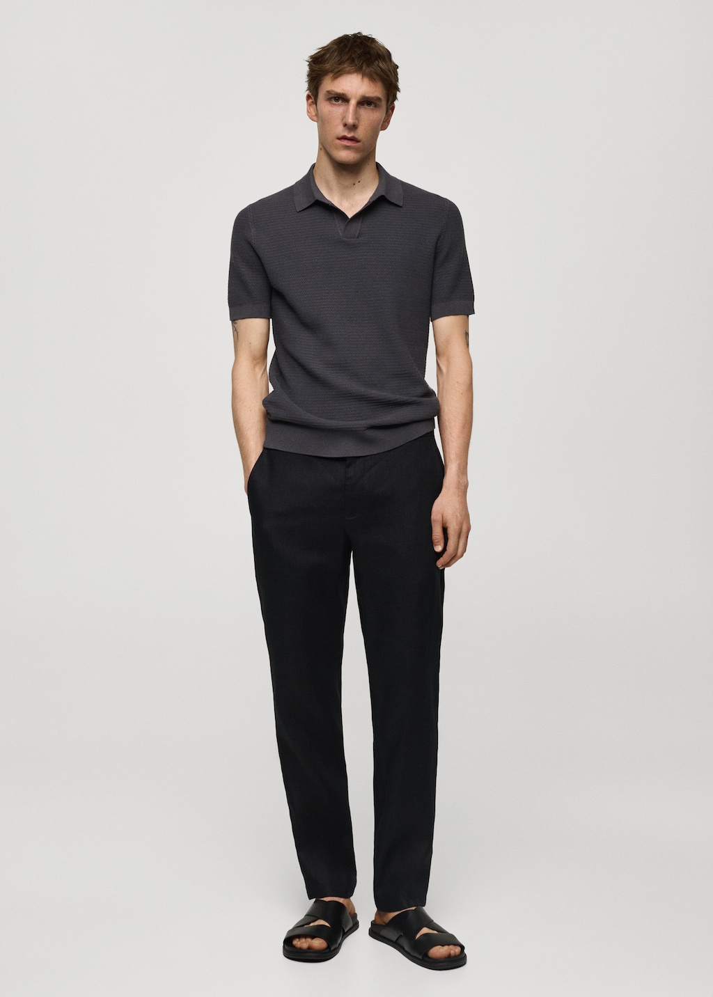 Pantalon 100 lin slim fit