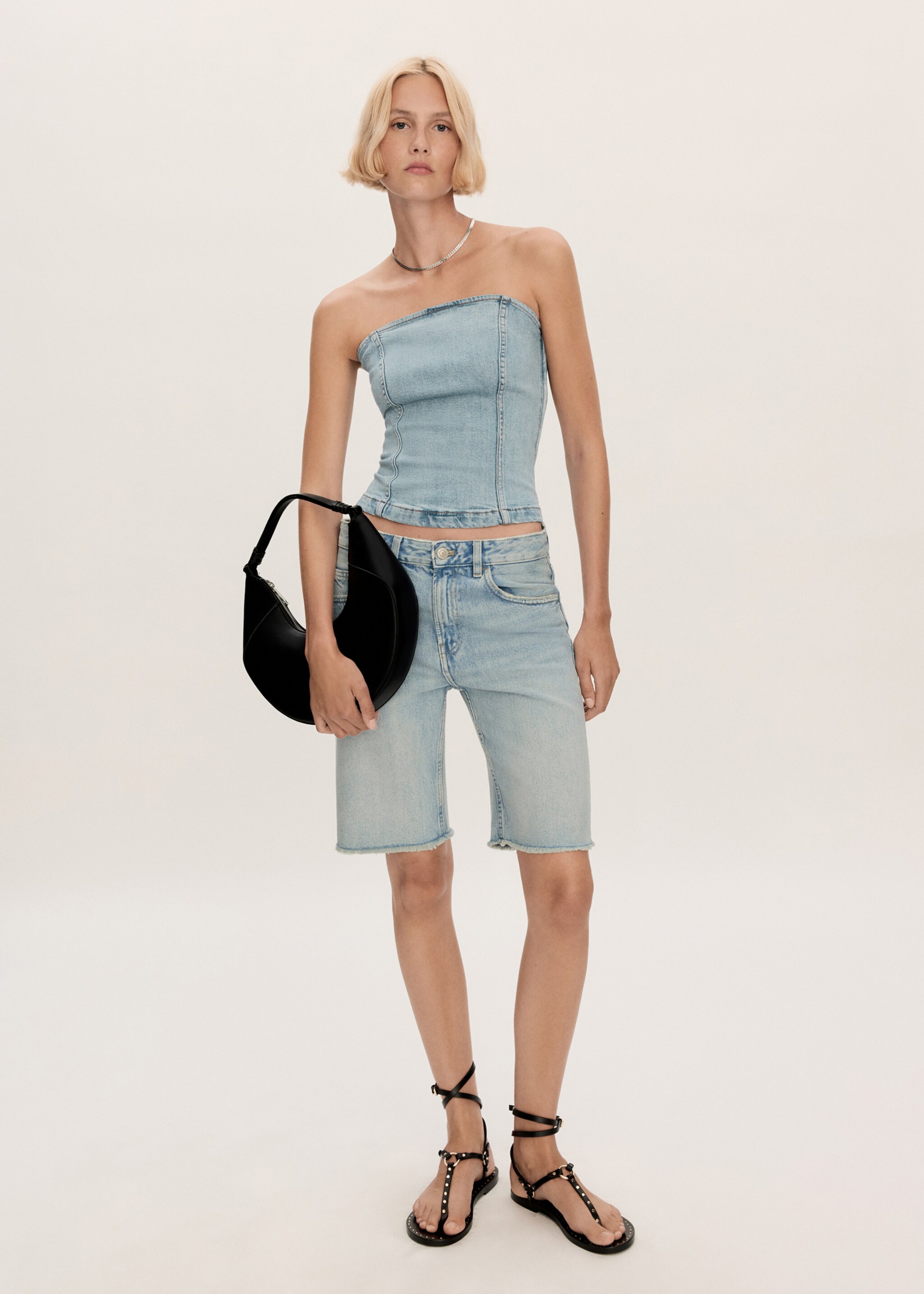 Düz denim Bermuda şort - Genel plan