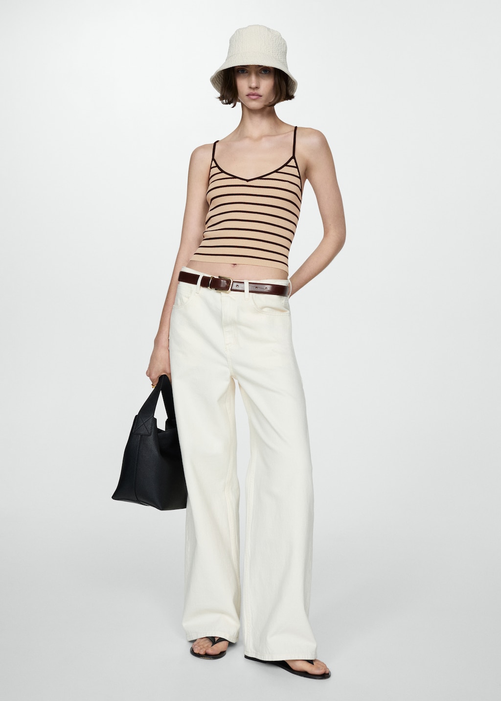 Mango Ribbed top with thin straps