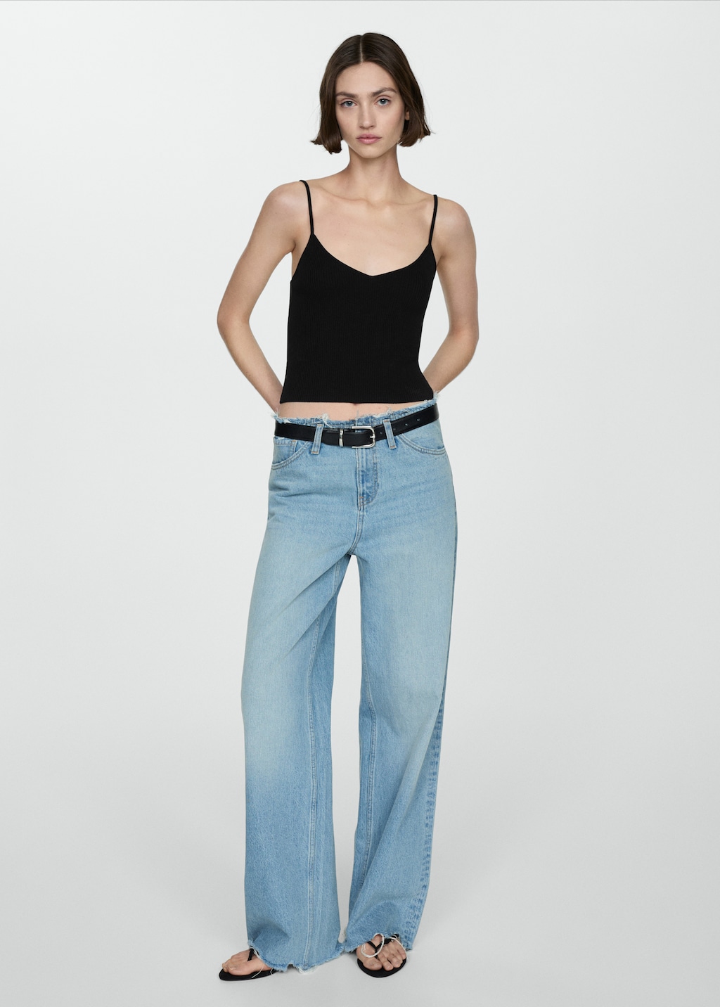 Ribbed top with thin straps - image 2