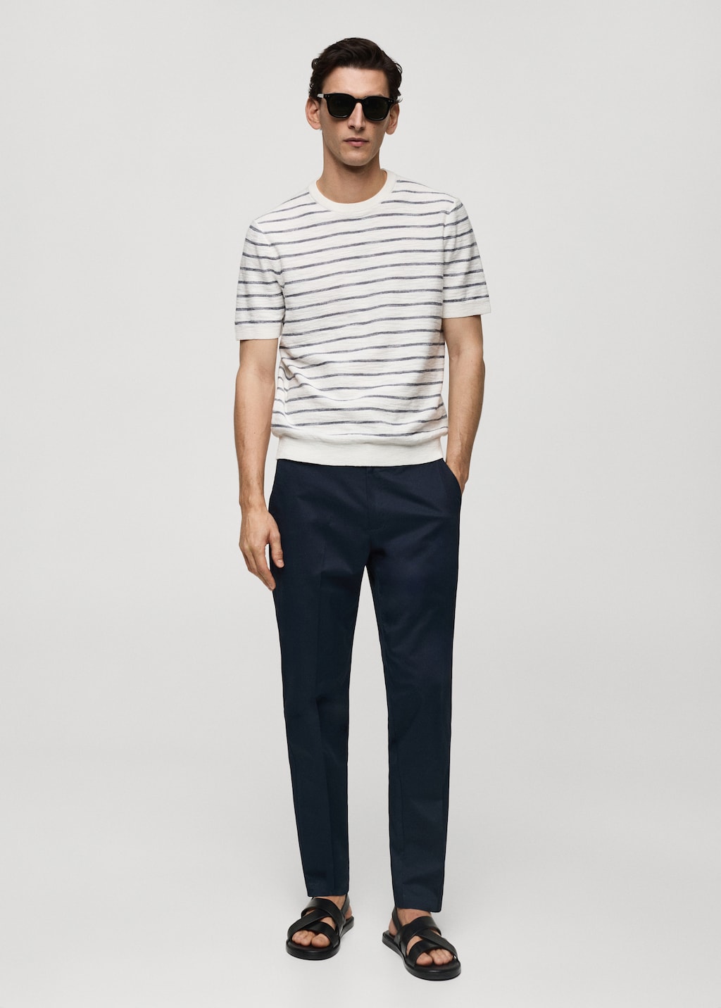 Striped knit cotton t-shirt - Men | MANGO Georgia Striped knit cotton t-shirt - Men | MANGO Georgia