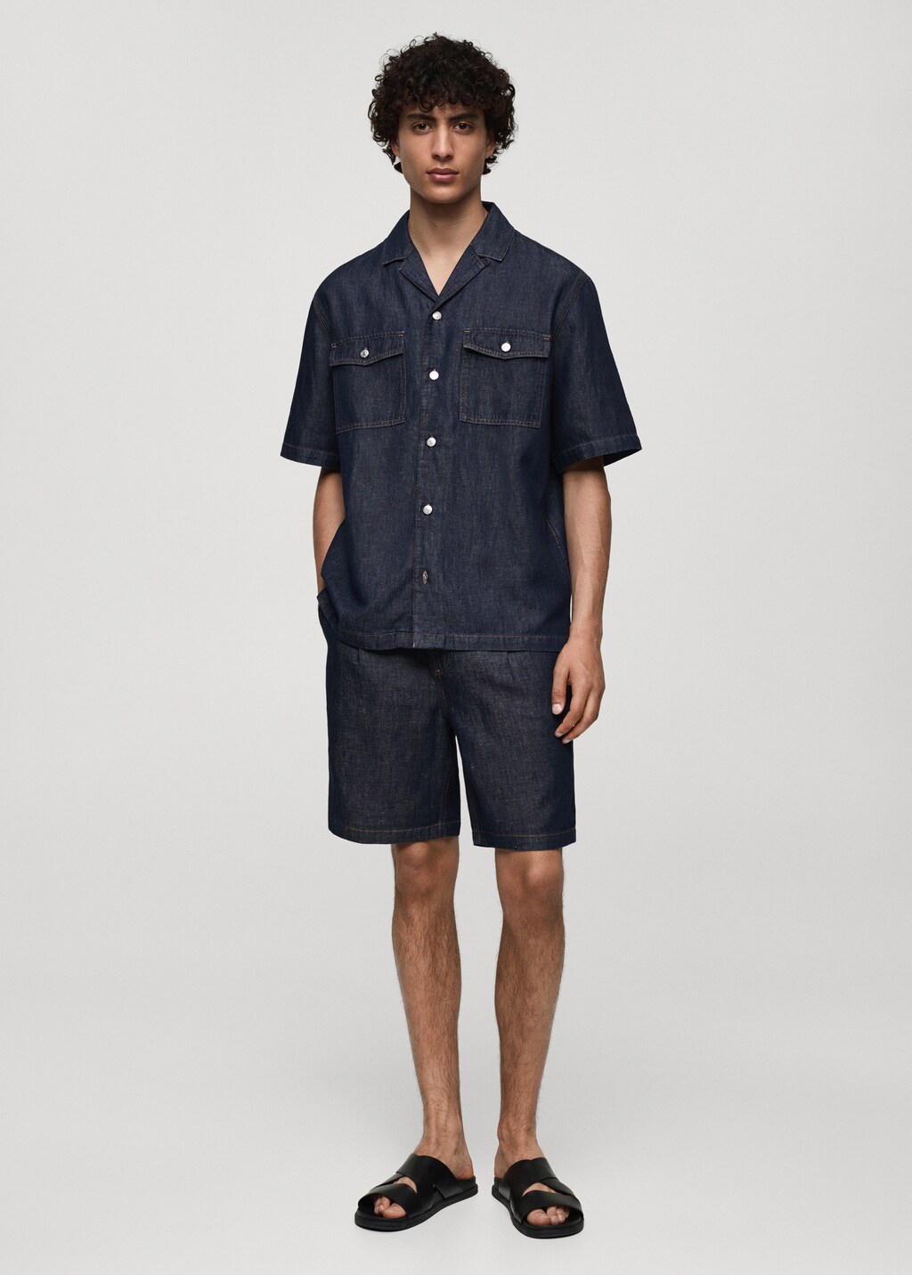 Bermudas 100 algodon efecto denim Hombre MANGO Espana Peninsula y Baleares