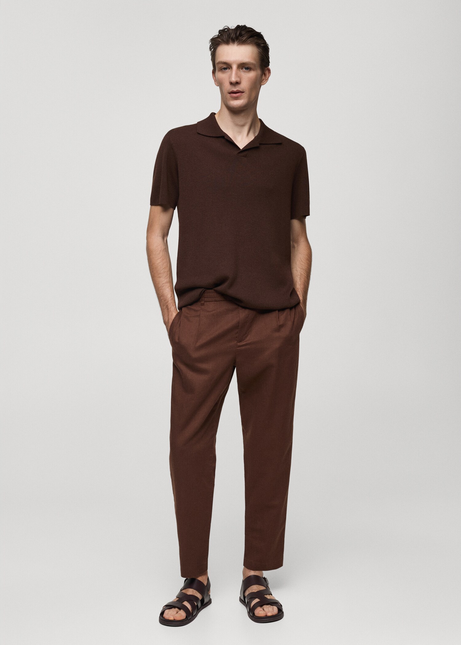 Slim-fit trousers with drawstring - General plane