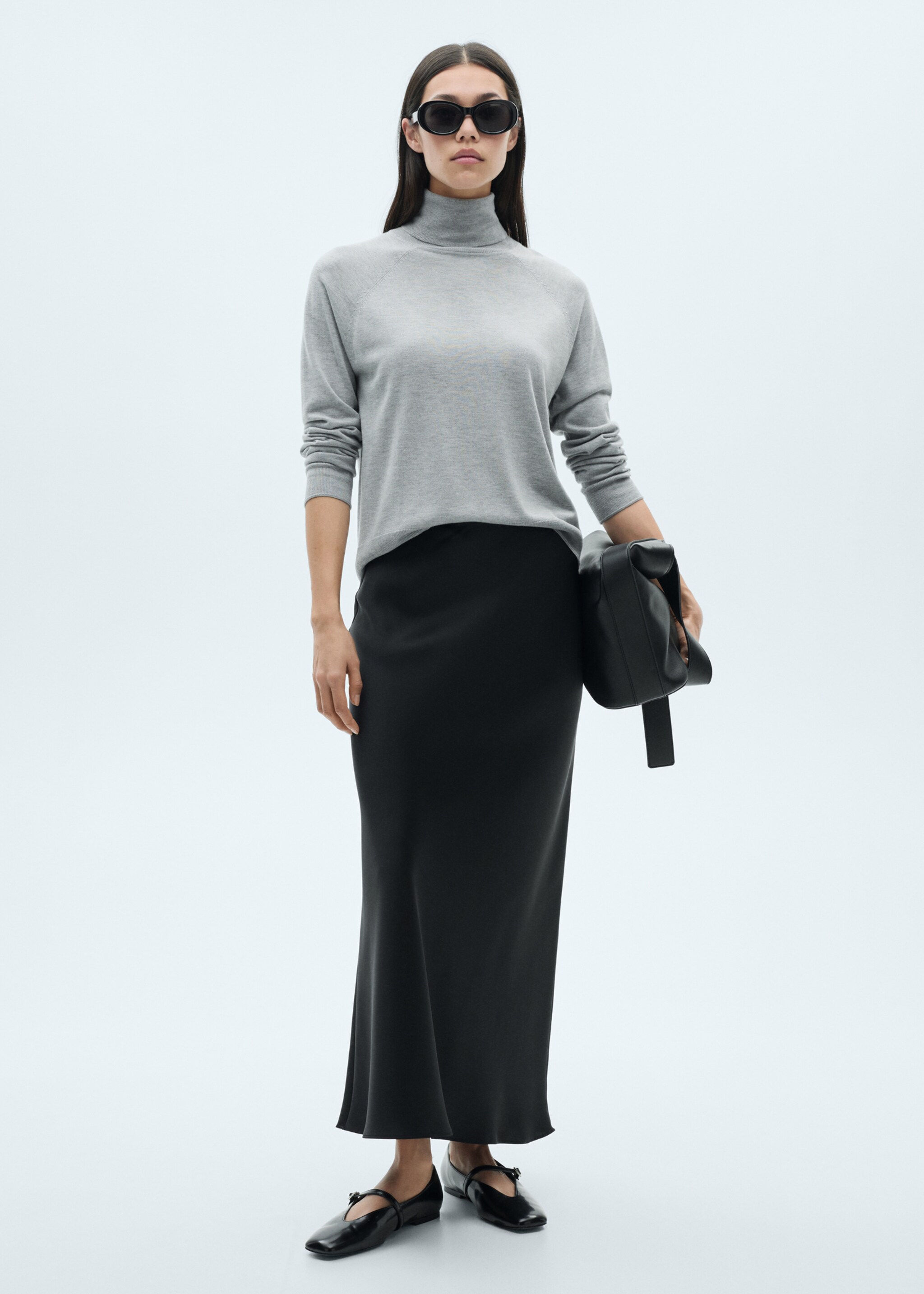 Satin long skirt - General plane