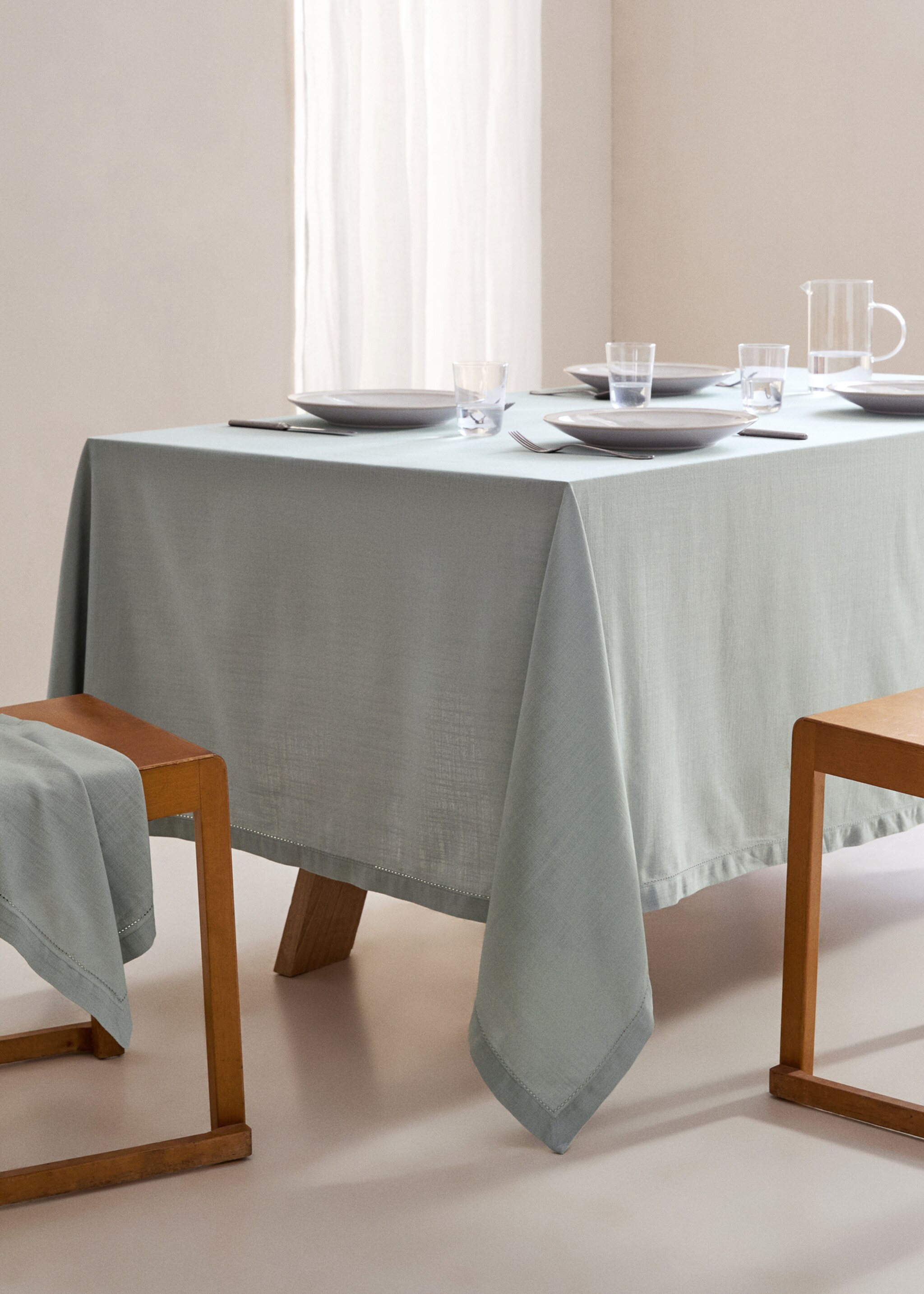 Hemstitch embroidered tablecloth 170x350cm - General plane