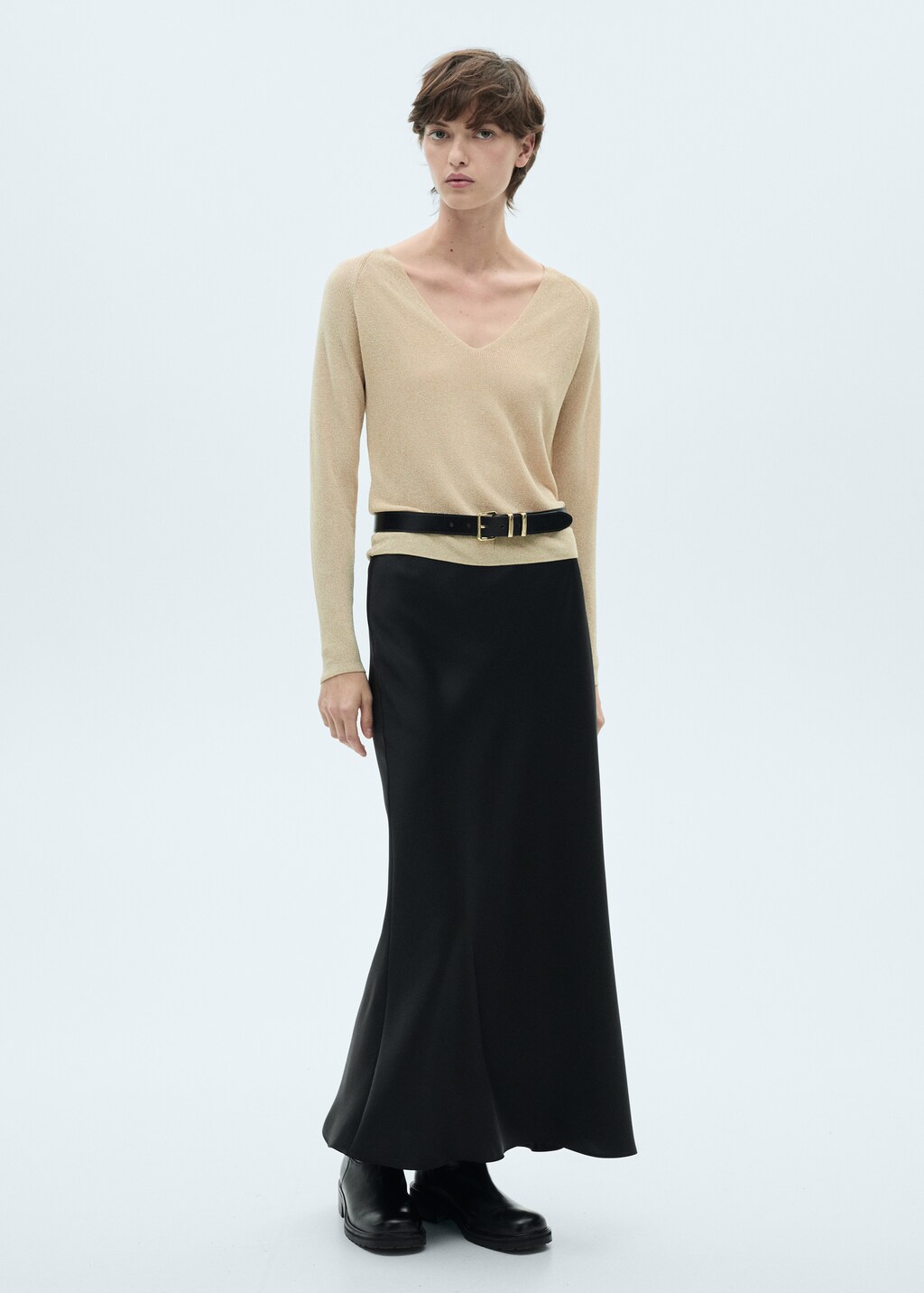 V-neck lurex sweater - image 2