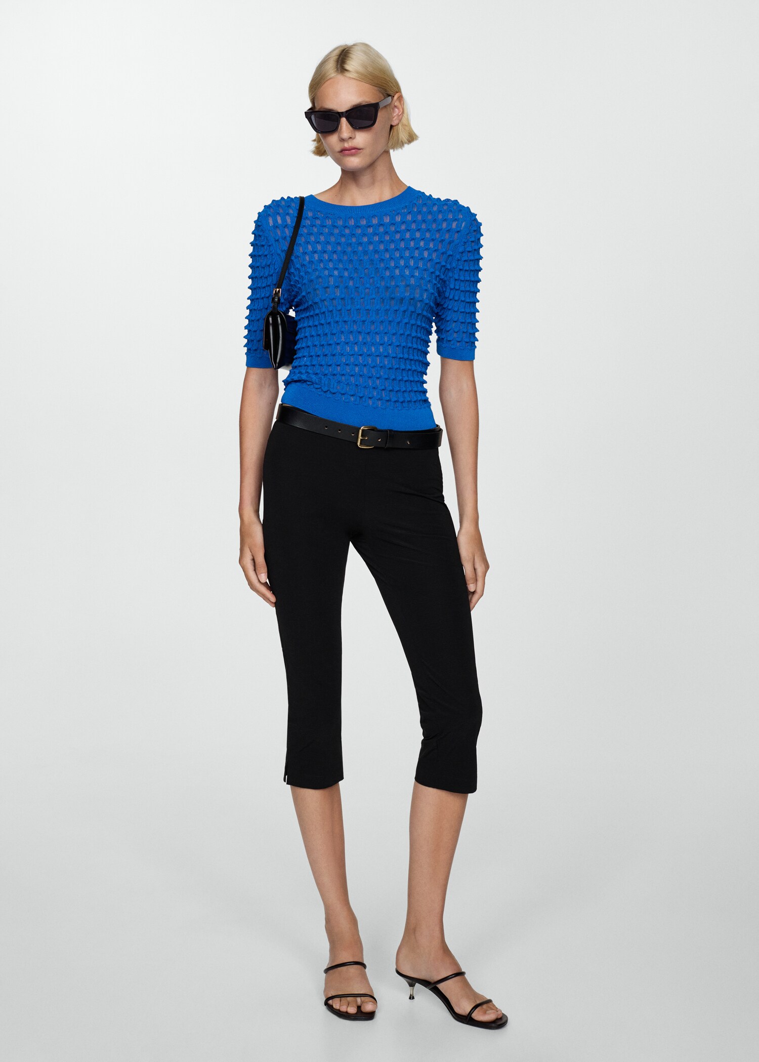 Short sleeve textured sweater - General plane