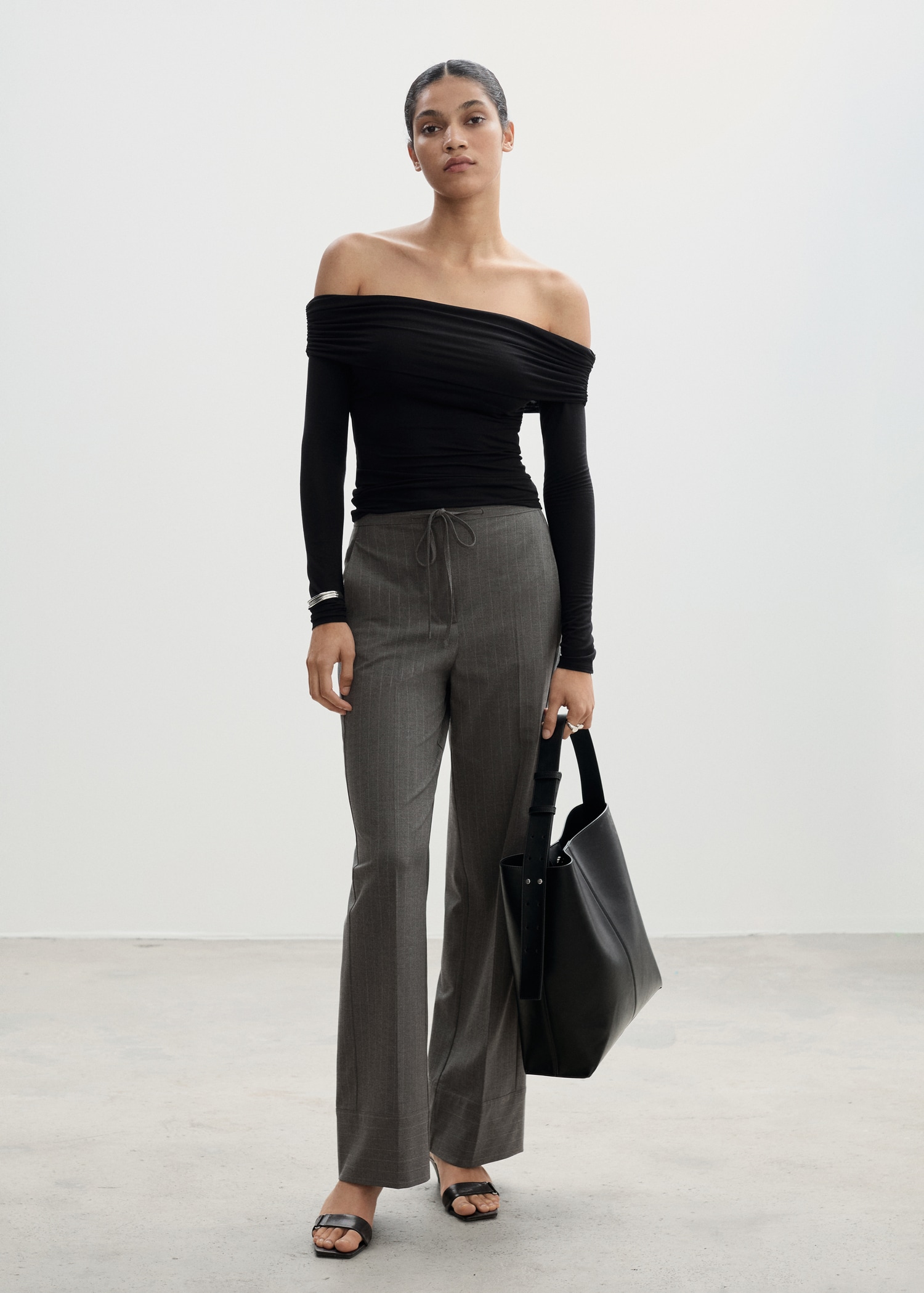 Chalk-stripe straight trousers - General plane