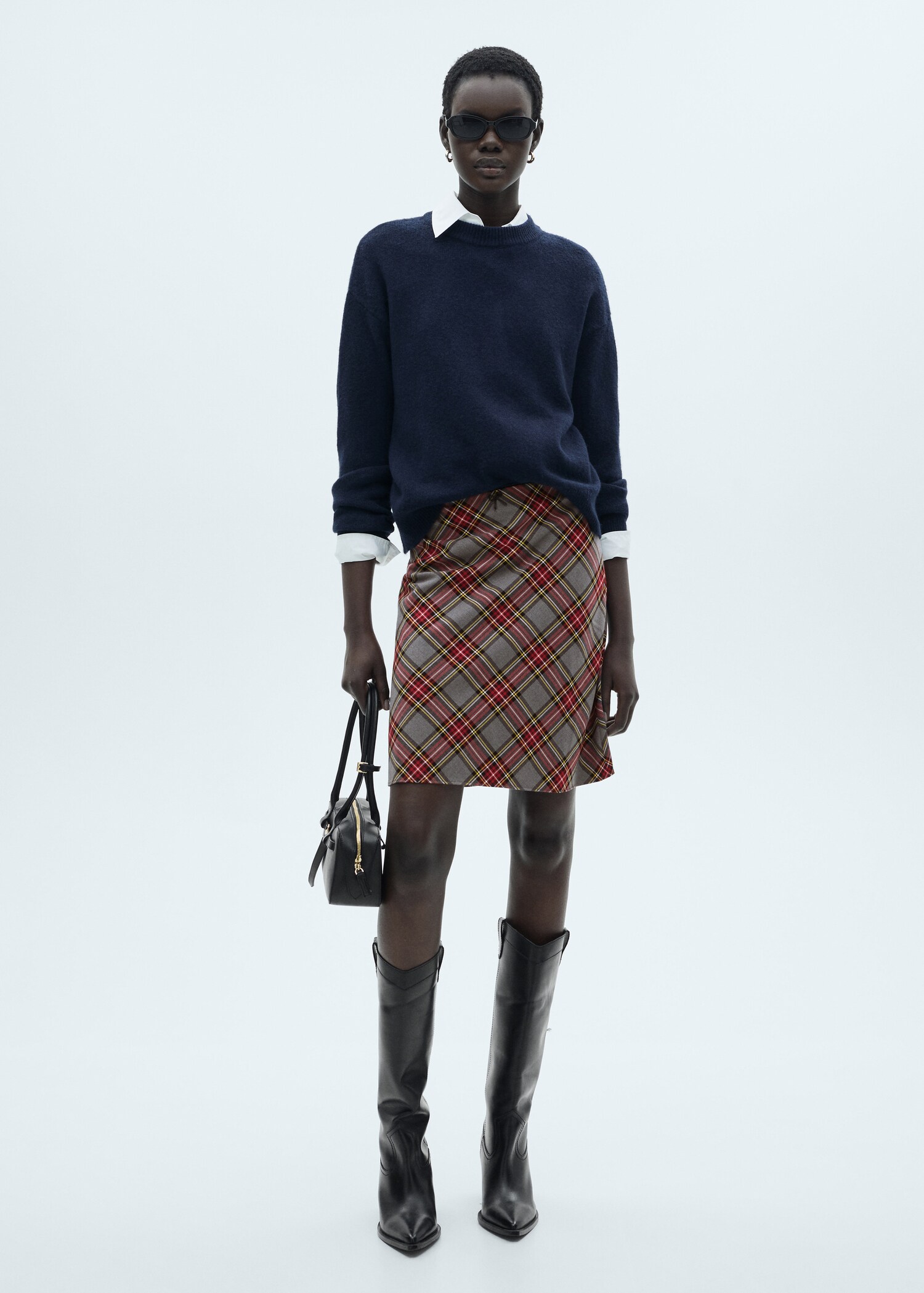 Check skirt with lace finish - General plane