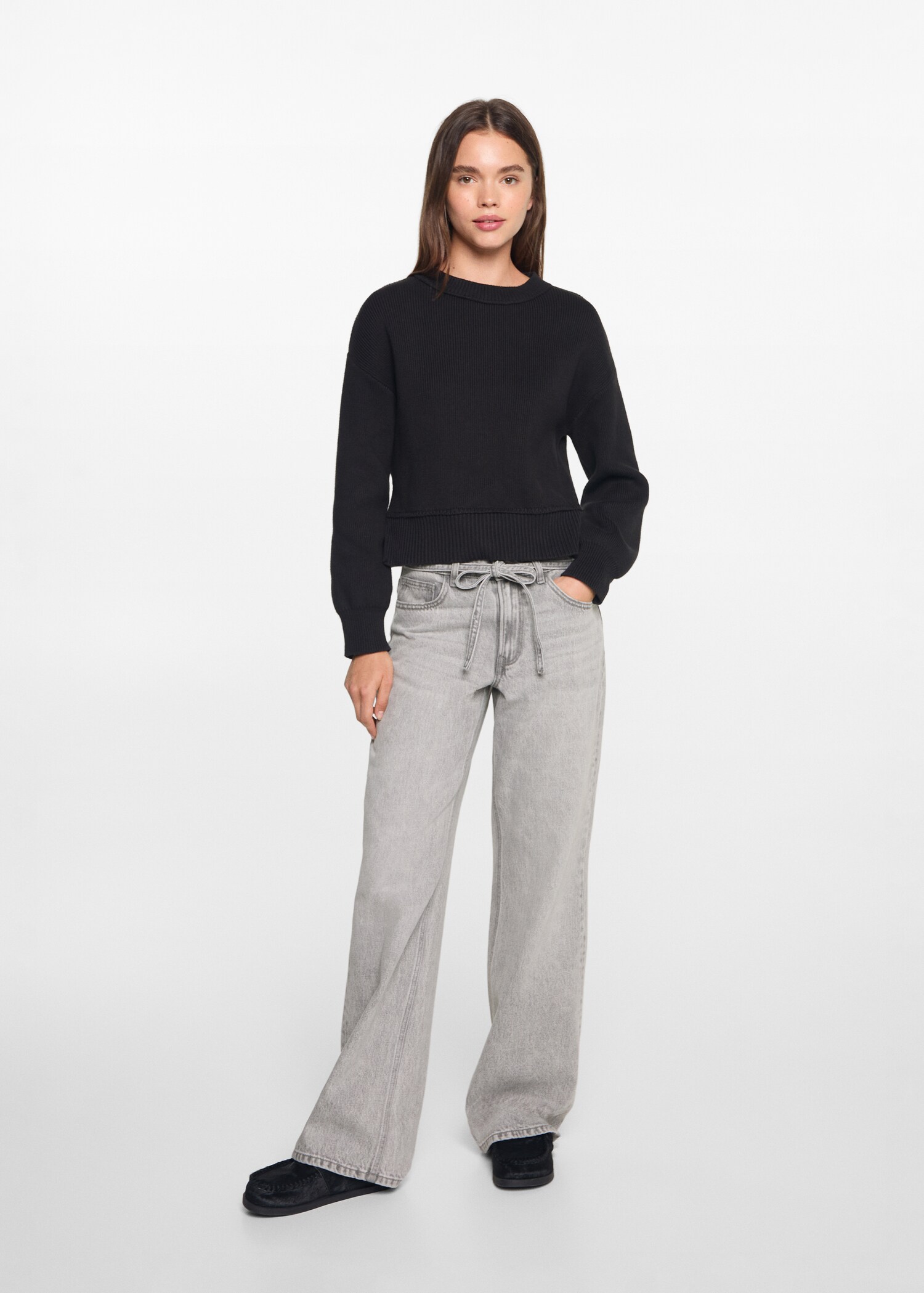 Wideleg jeans with drawstring - General plane