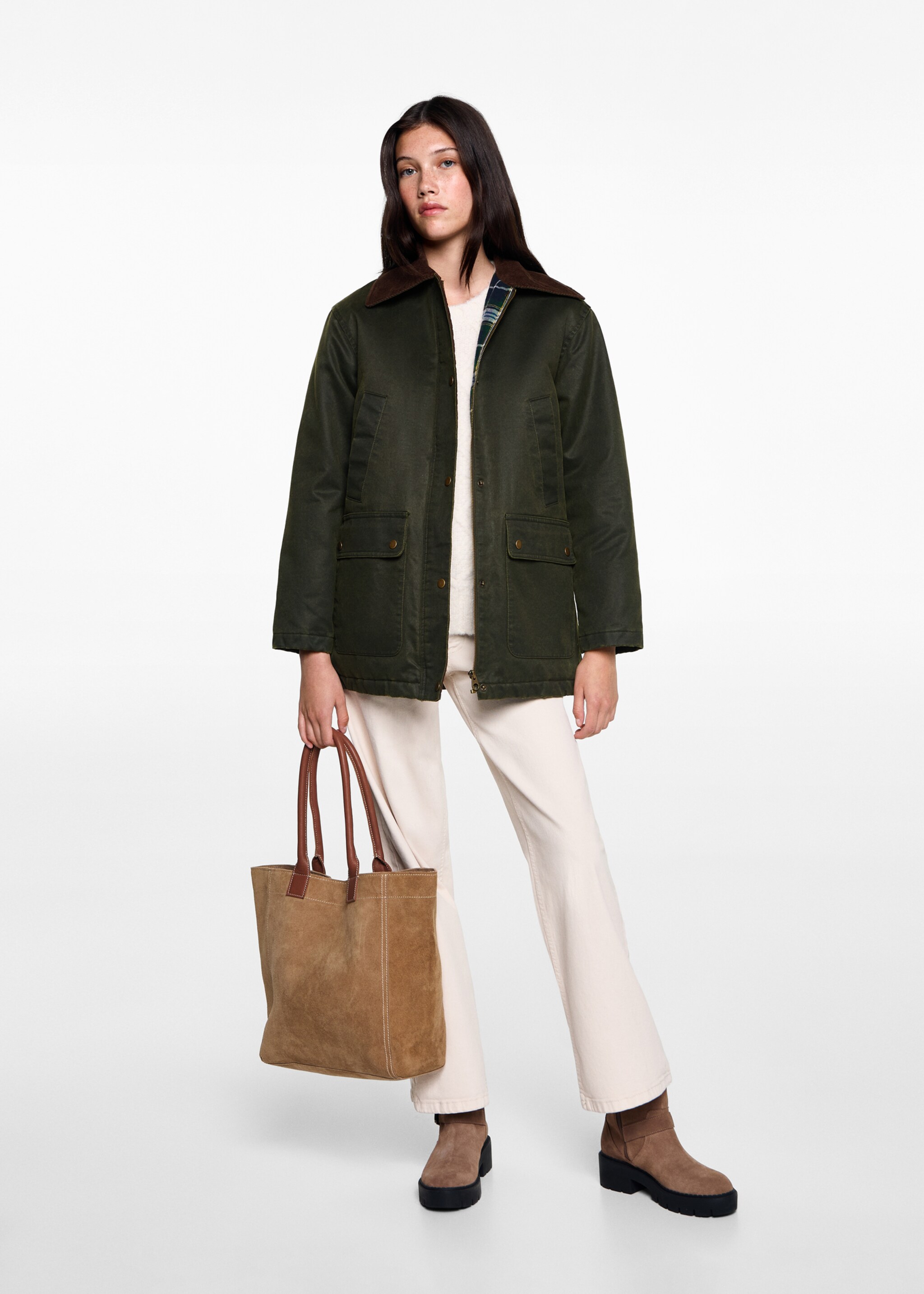 Parka efecto encerado larga - Plano general