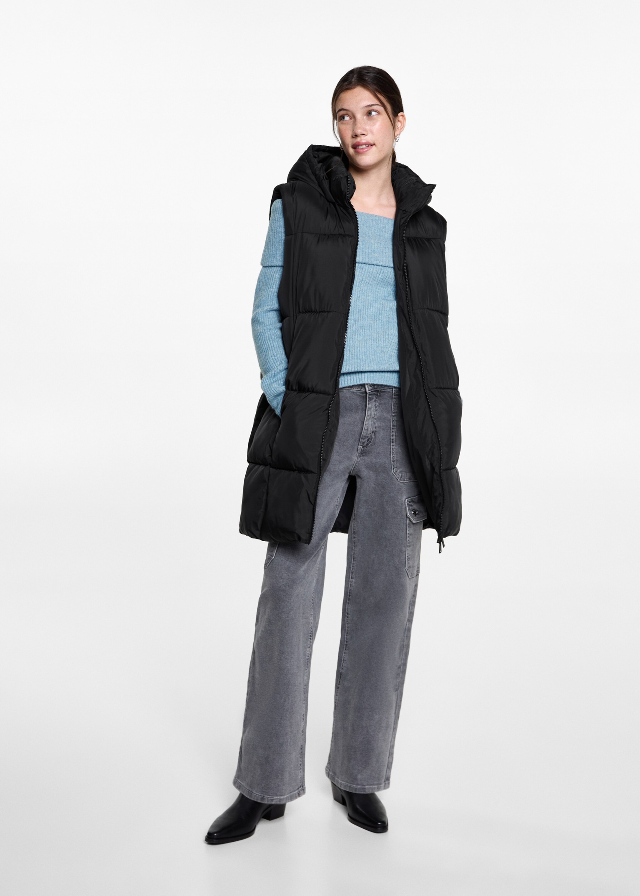 Quilted gilet with hood - General plane