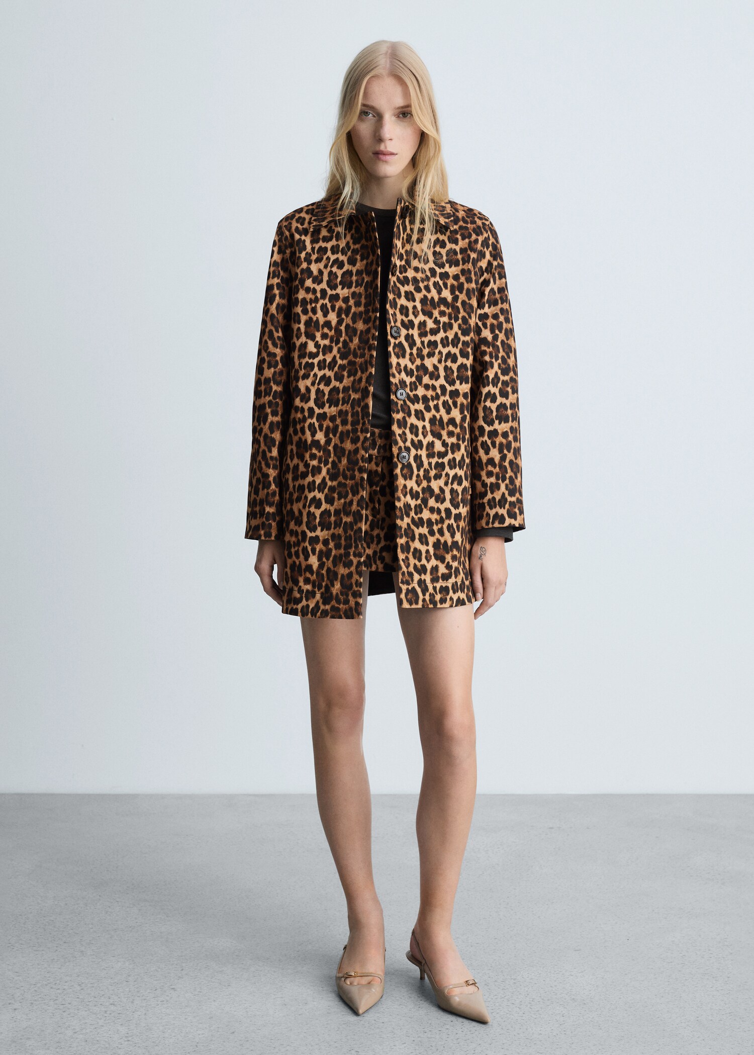 Leopard-print straight-fit coat - General plane