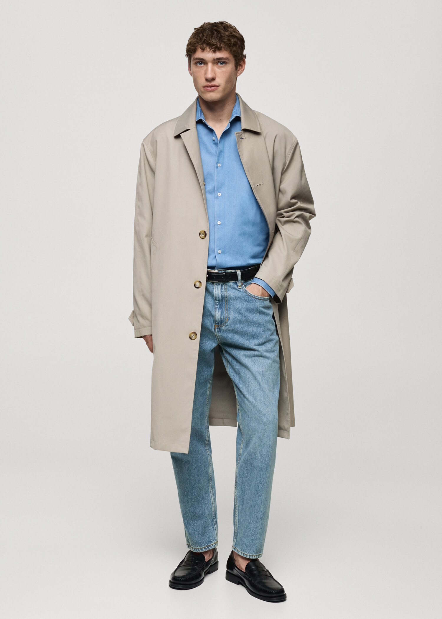 Tapered-fit jeans met lichte wassing - Overzichtstekening
