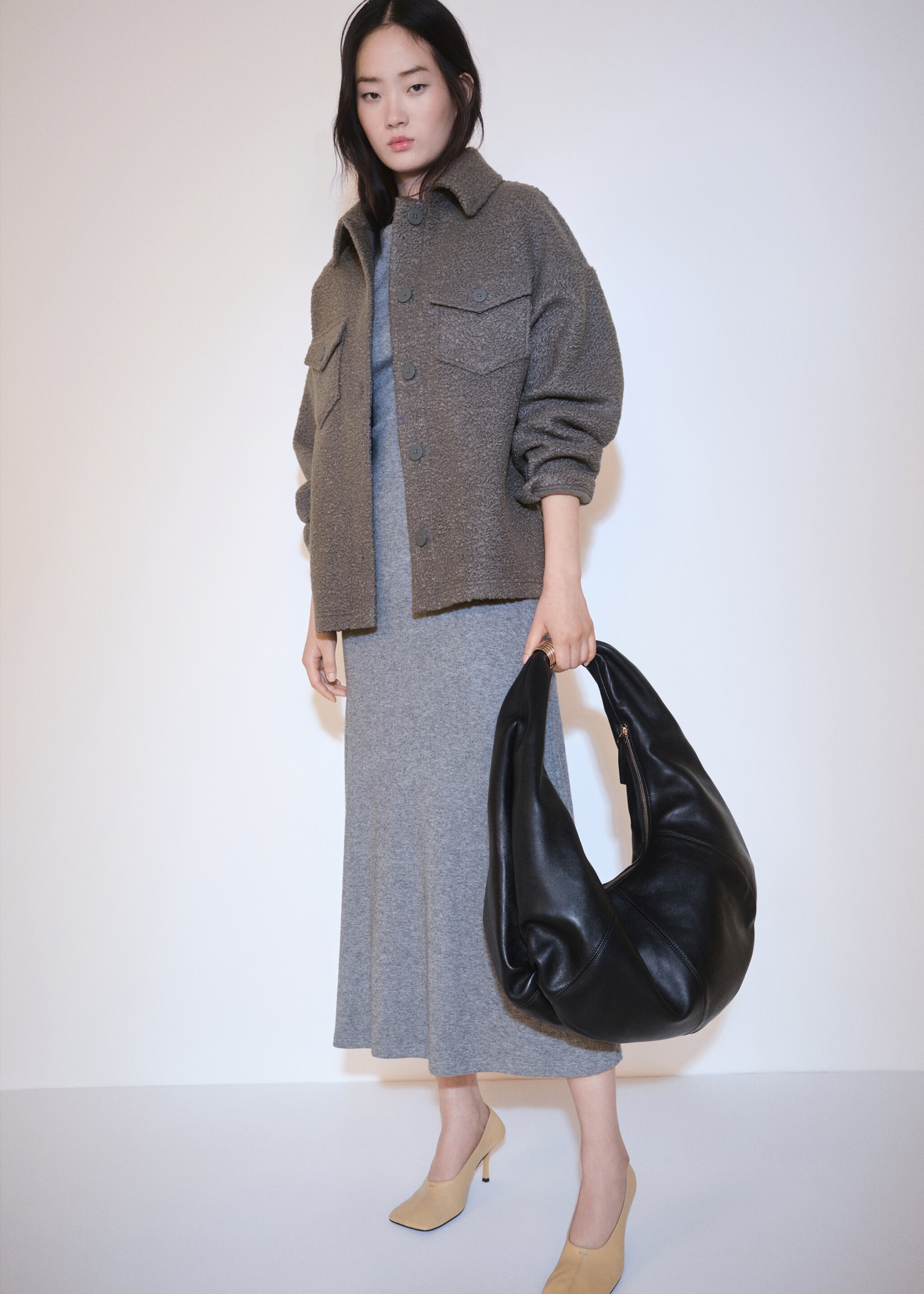 Veste tissu bouclette poches - Plan général