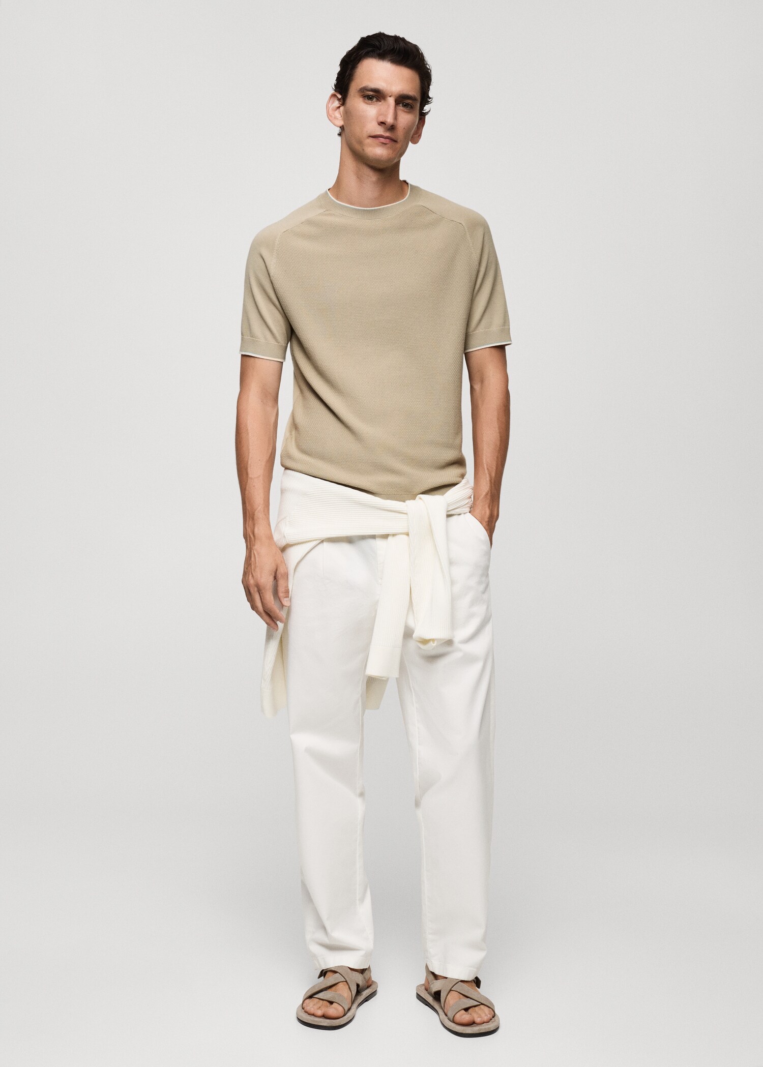 T-shirt de malha fina com estrutura - Plano geral