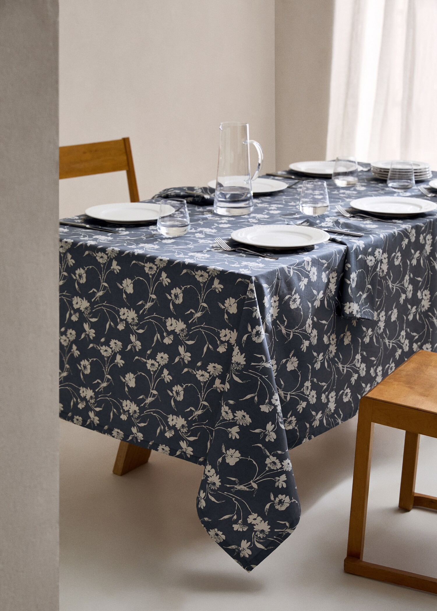 Waxed cotton floral tablecloth 150x250cm - General plane