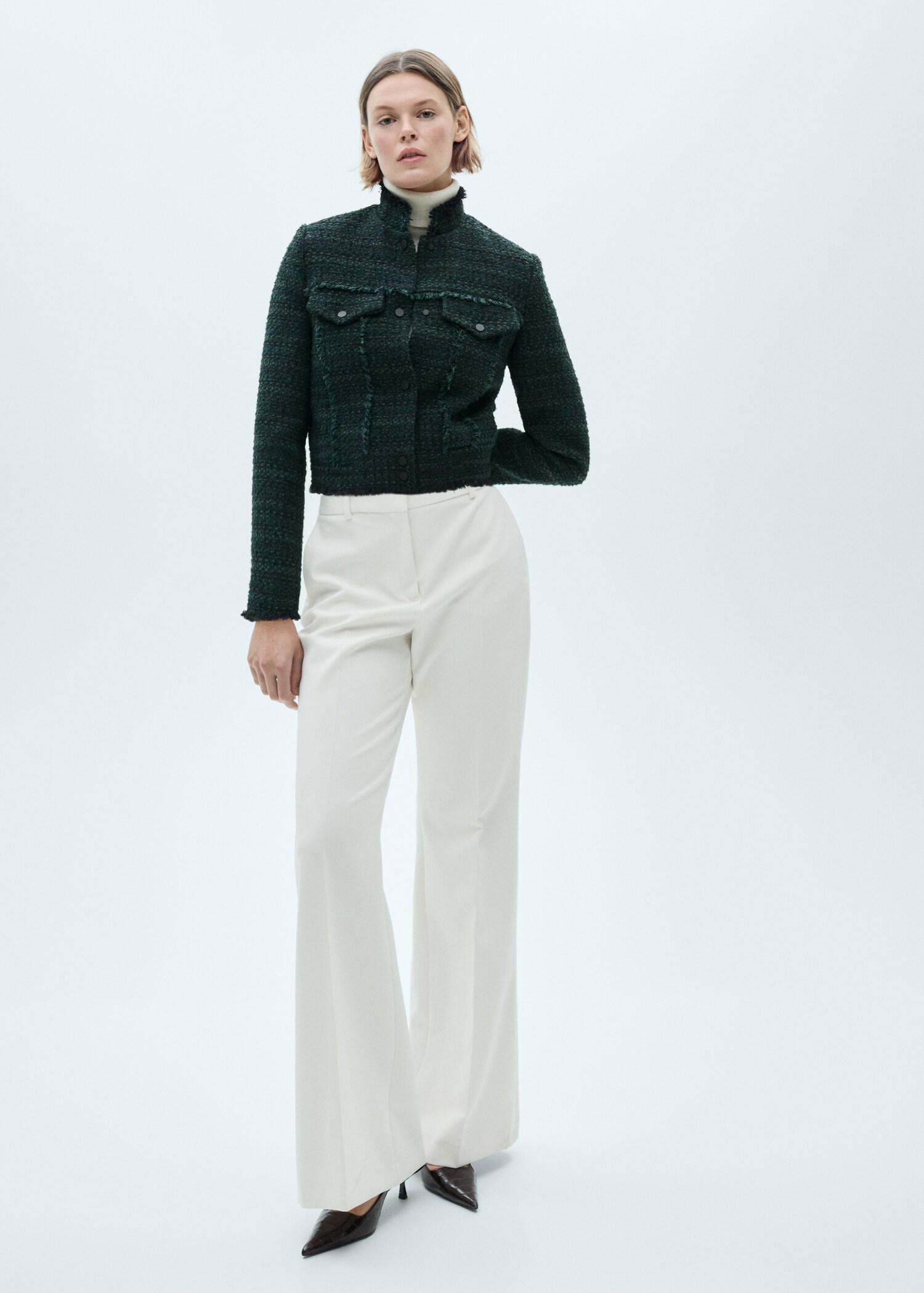 High-collar tweed jacket - General plane