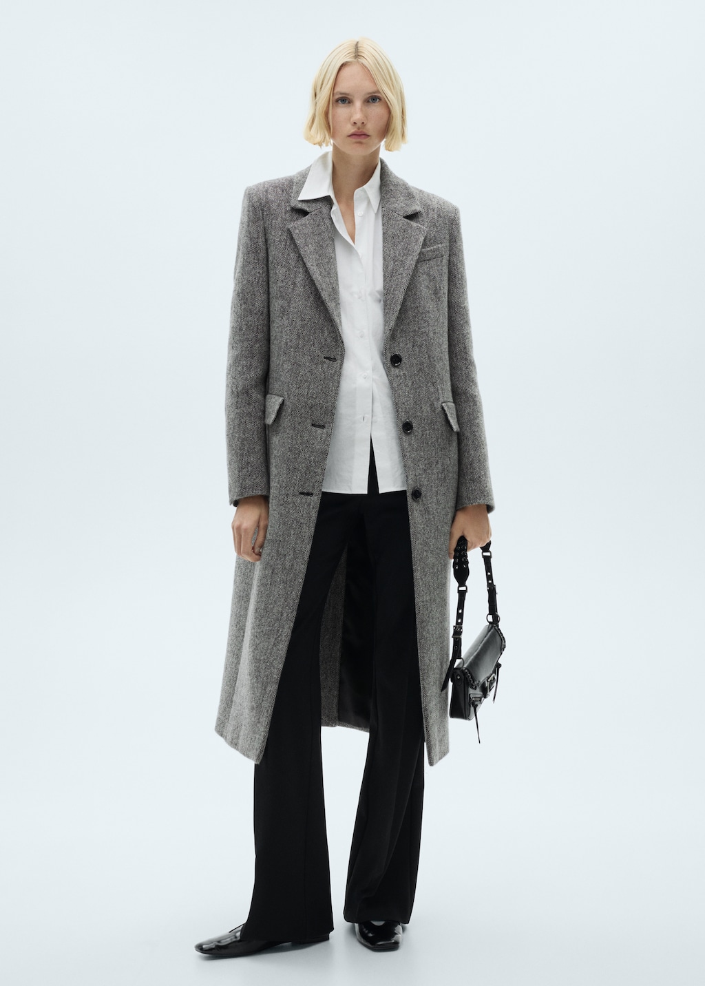 Flecked wool blend coat