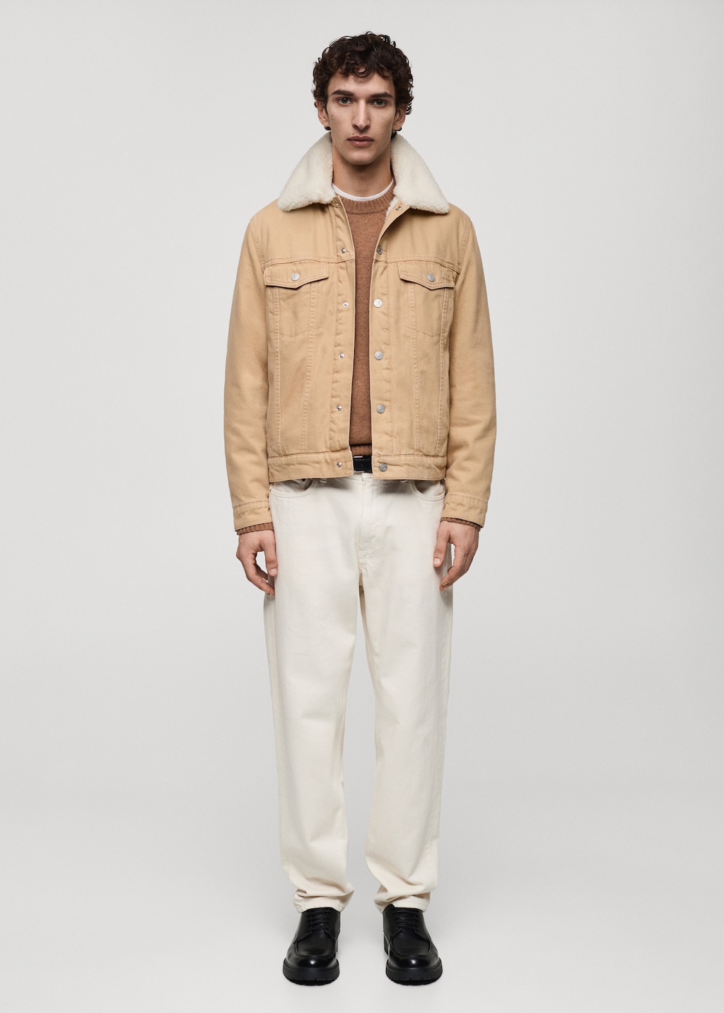 Mens denim jacket with sherpa collar hot sale