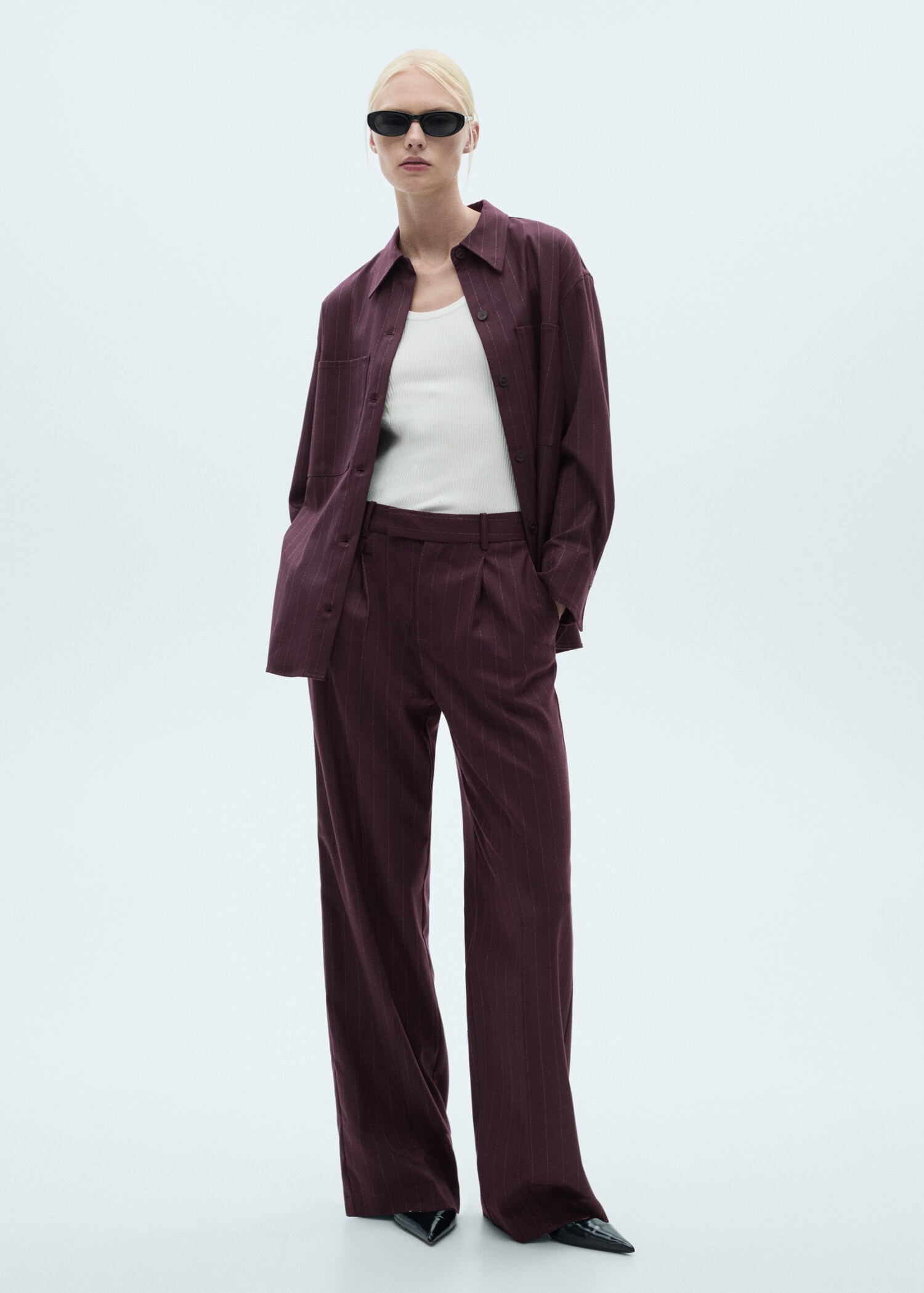 Pinstripe pleated trousers - General plane