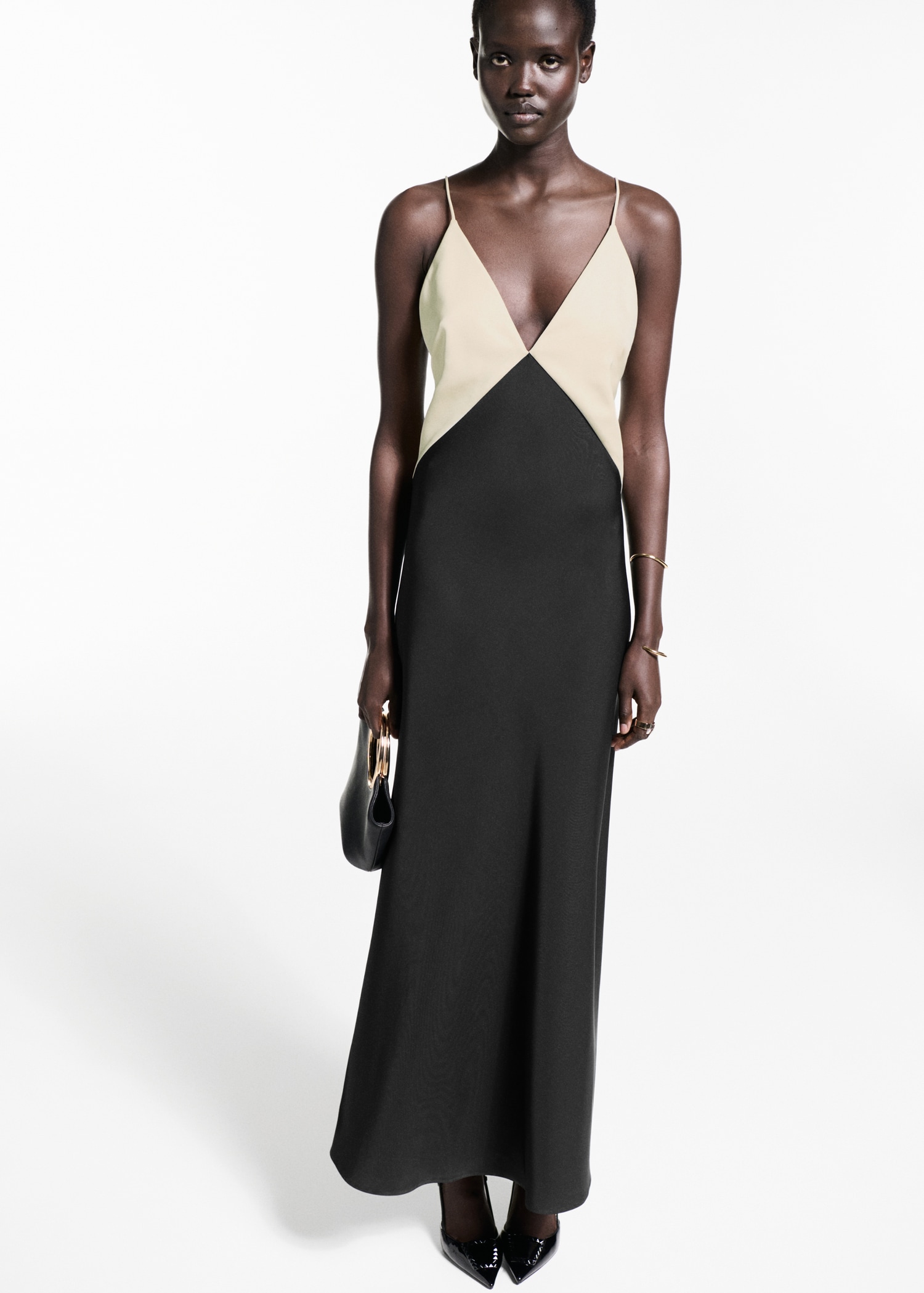 Bicolor Dress Mango Black And White Dress MANGO Women's Bow