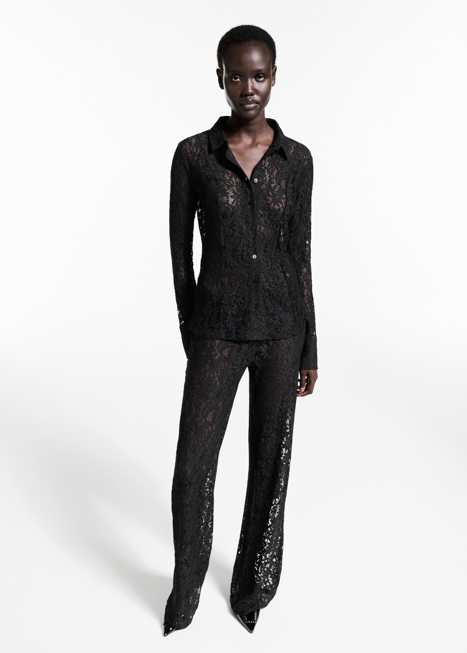 Wideleg lace trousers - General plane