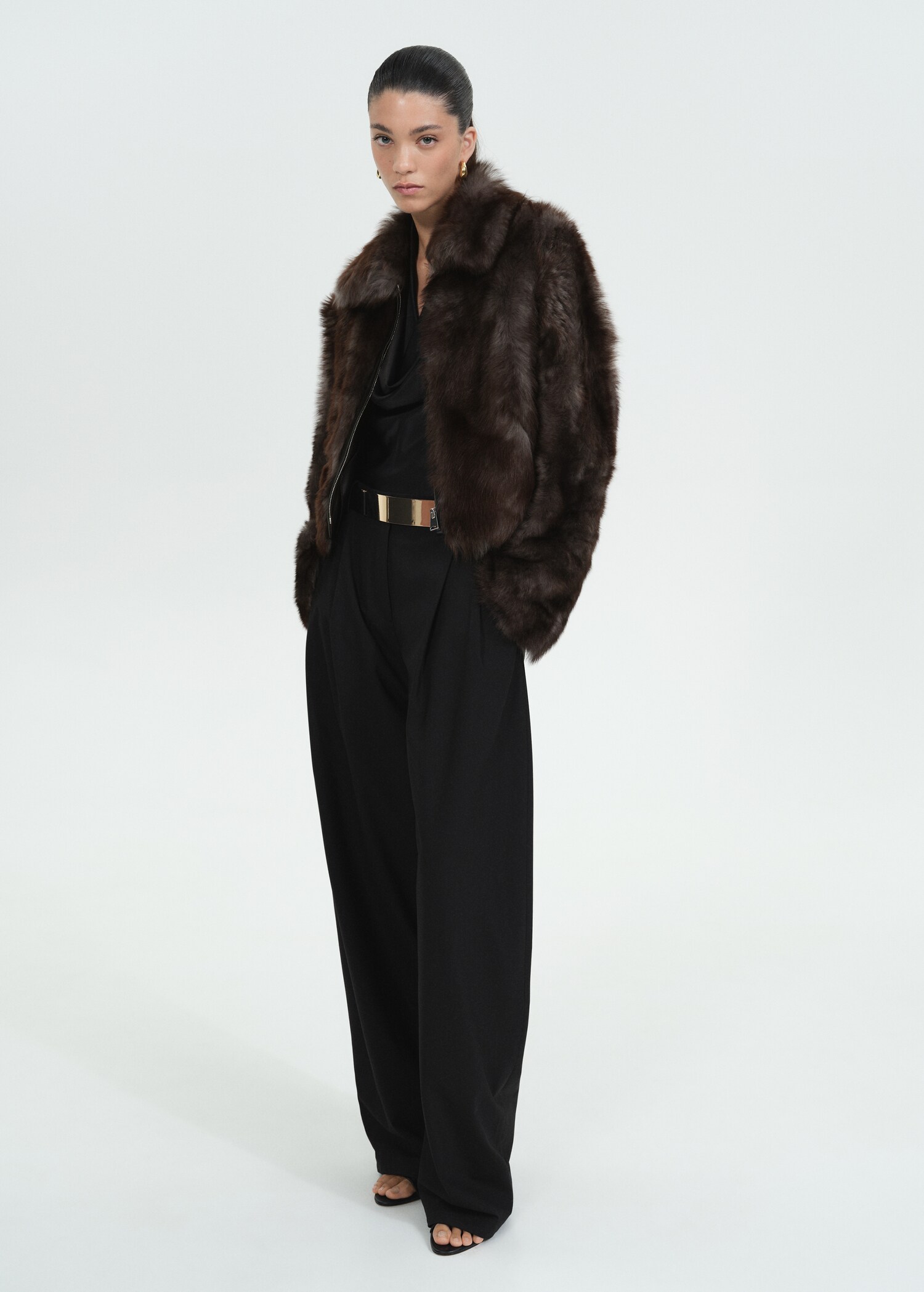 Veste 100 % cuir imitation fourrure - Plan général