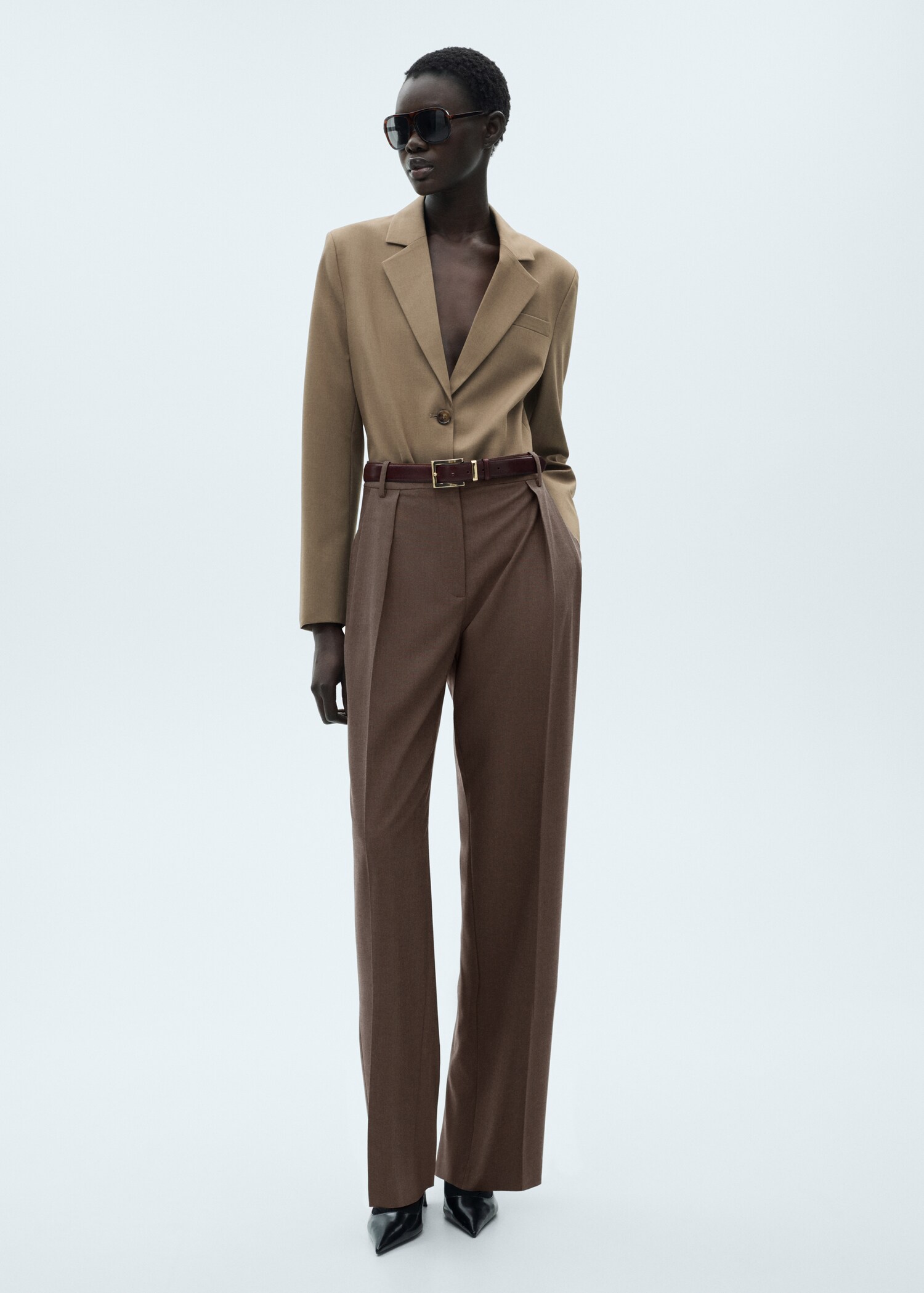 Straight-fit pleated trousers - General plane