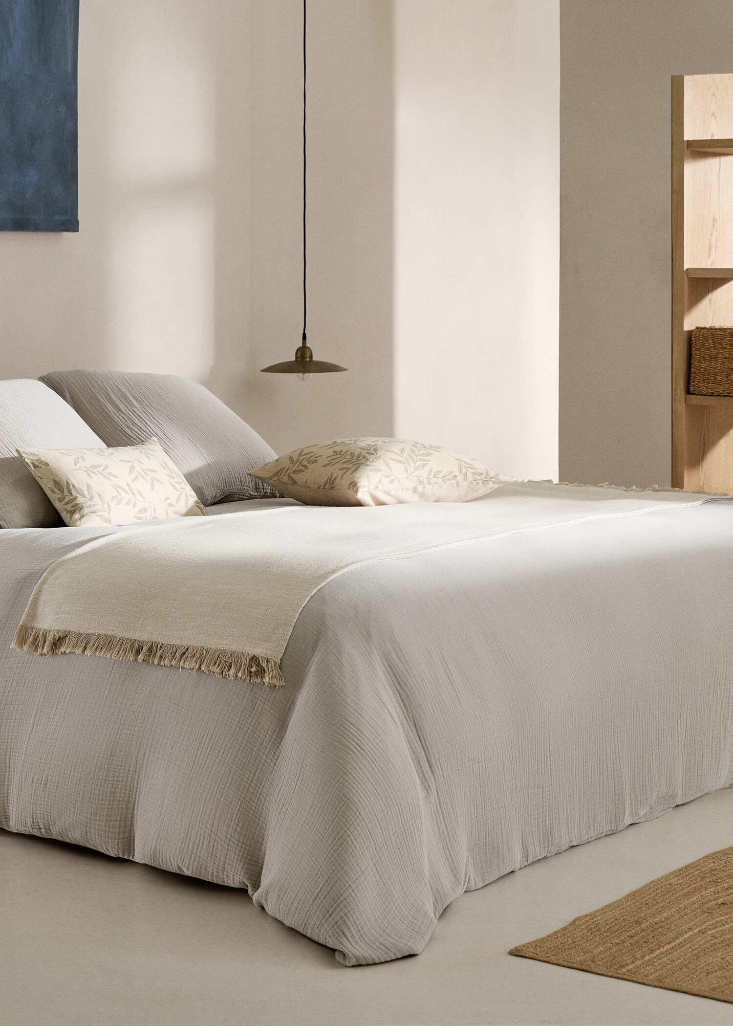 Cotton gauze duvet cover single bed - General plane