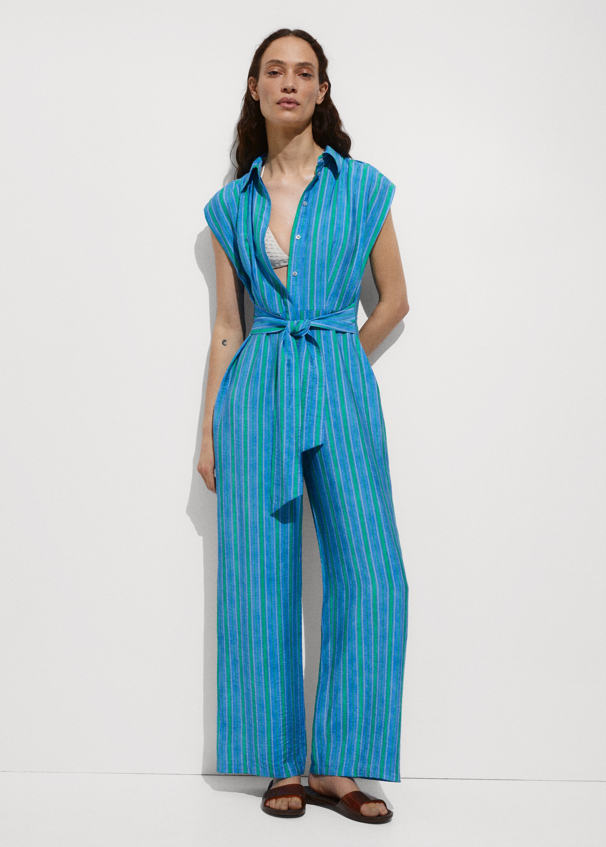 Shirt jumpsuit with bow - General plane