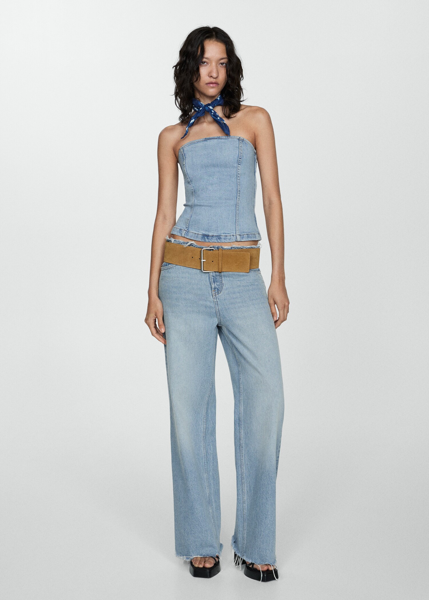 Denim strapless top - General plane