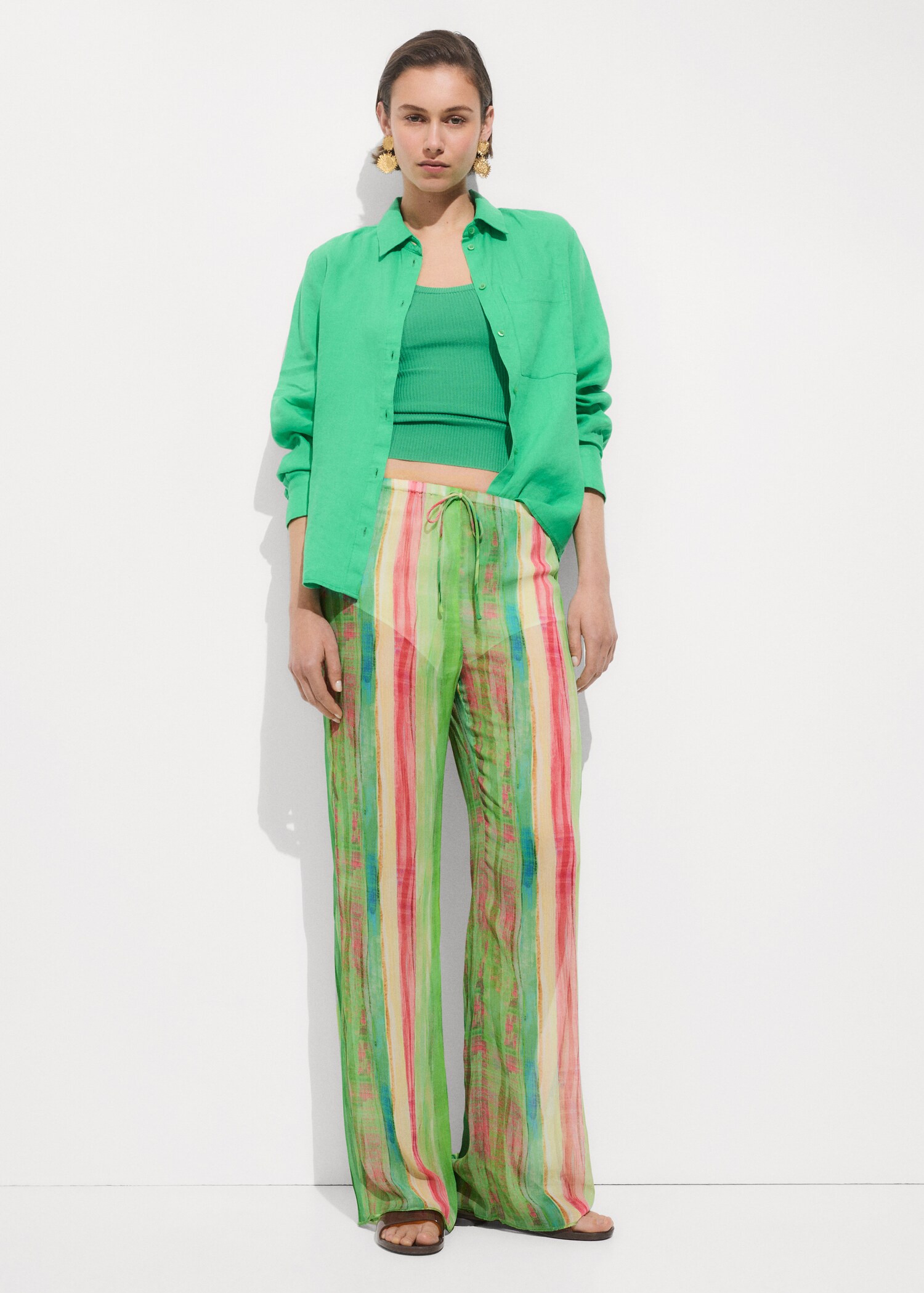 Semi-transparent printed trousers - General plane