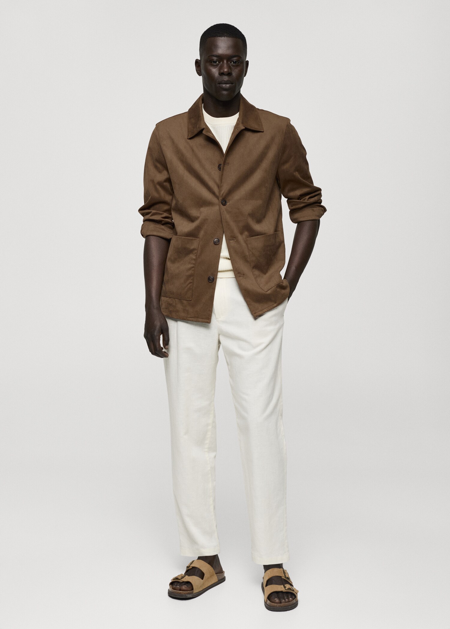 Overshirt mit Wildleder-Effekt und Taschen - Herren | MANGO 