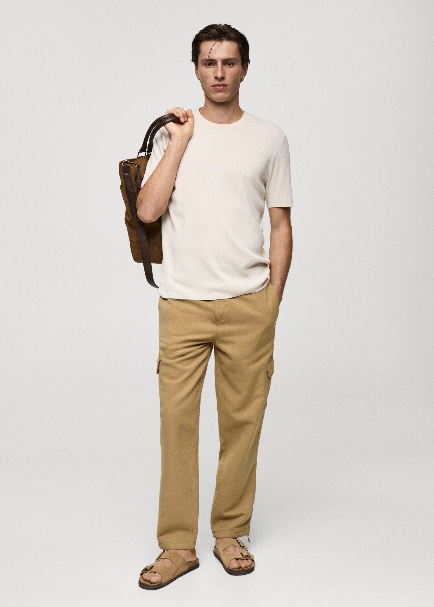Cotton-linen cargo trousers - General plane